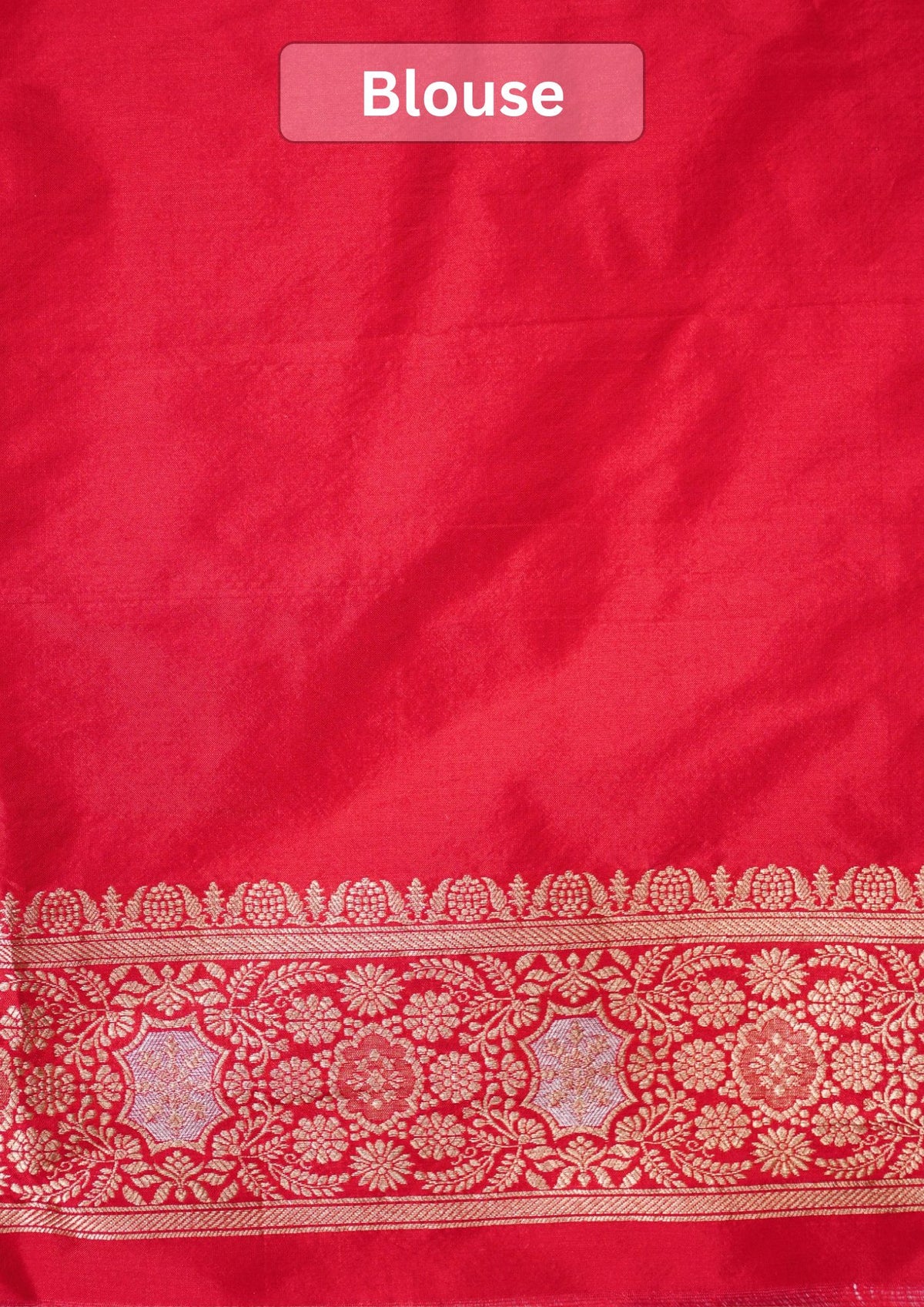 VIRASAT 433D: Pure Red Pure Katan Silk Alfi Saree with Sona Rupa Zari Floral Jaal & Zari Border | Silk Mark Certified