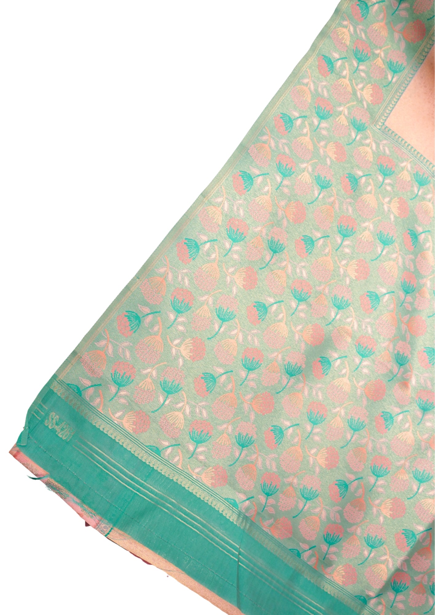"Utsav Banaras 64A" Banarasi Silk Saree in Soft Peach Pink with Intricate Zari Weave & Contrast Border