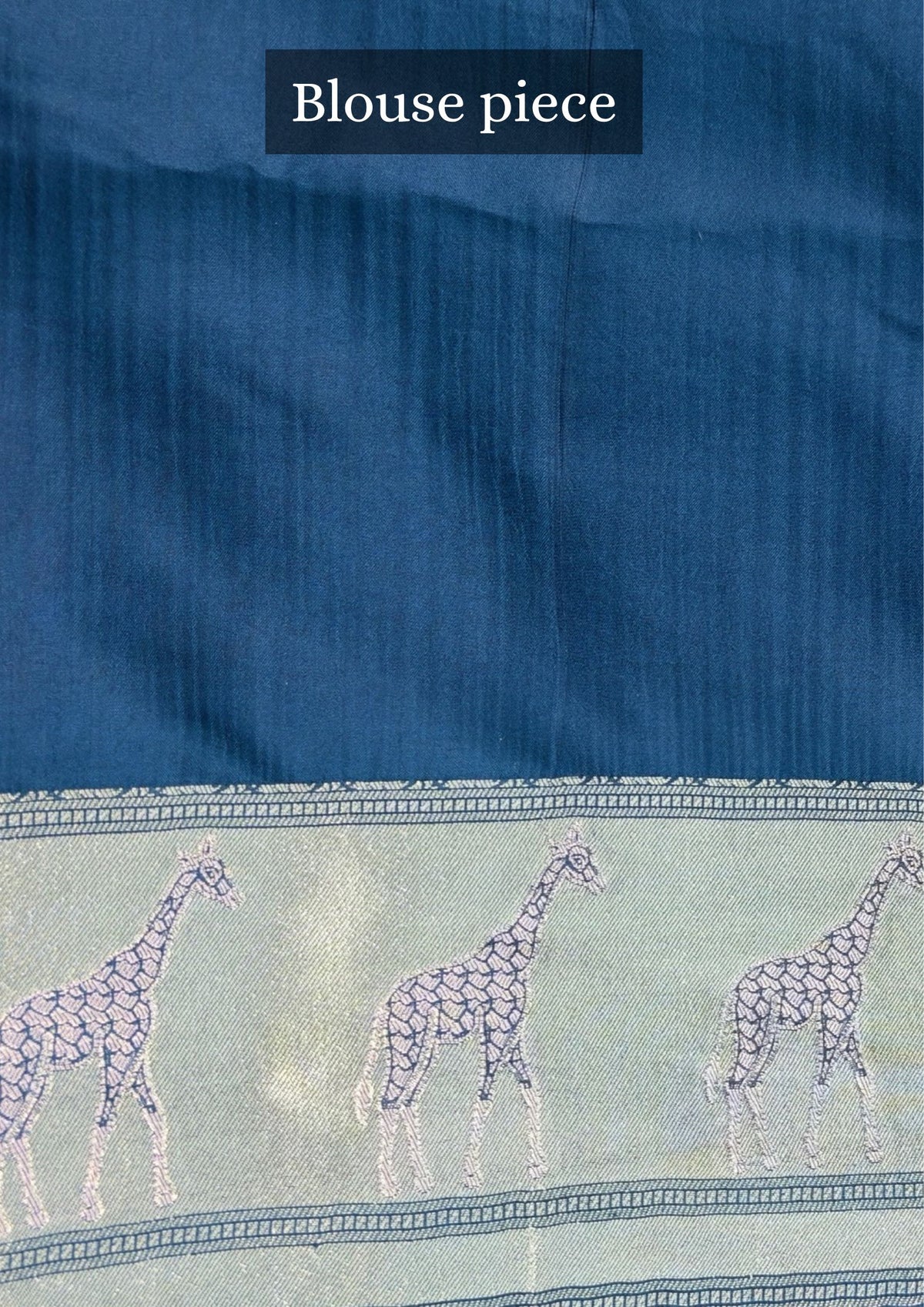 VIRASAT 364: Crystal Teal Blue Pure Katan Silk Saree with Gold & Silver Zari Animal Stripe Design