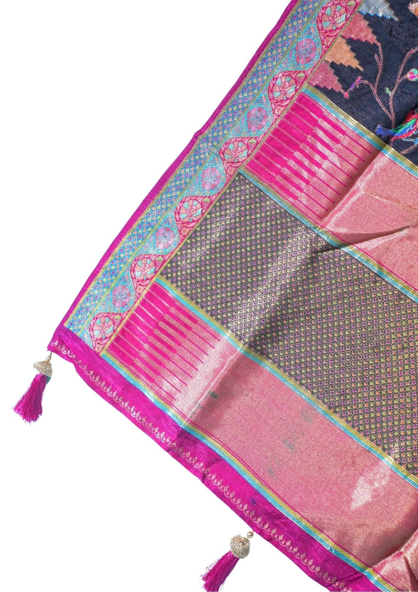 "Waah Banaras 075" Banarasi Black Meenakari Tussar Silk Saree