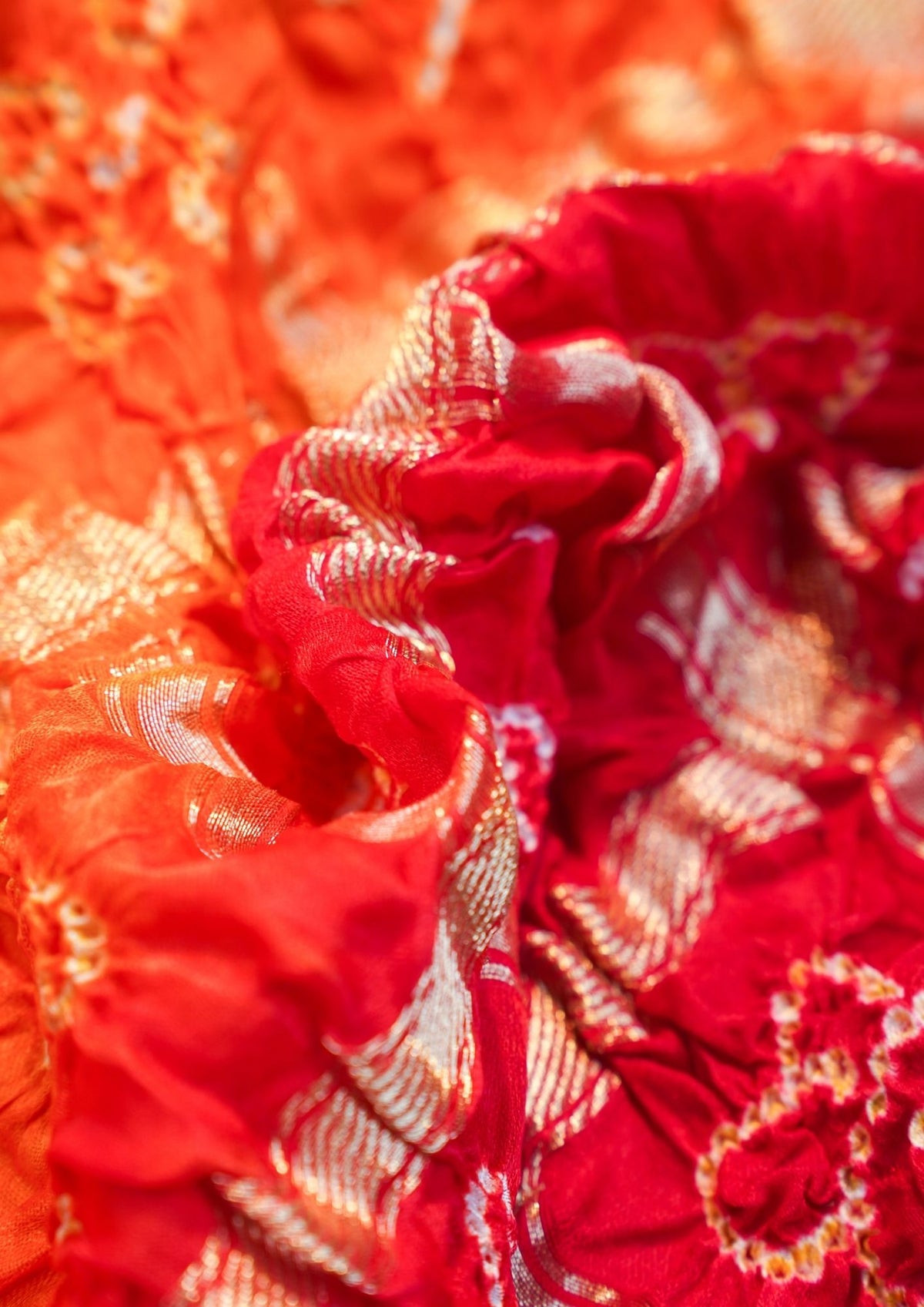 "VIRASAT 110A" Banarasi Rich Red Pure Gajji Ghat Chola Bandhej Handloom Saree