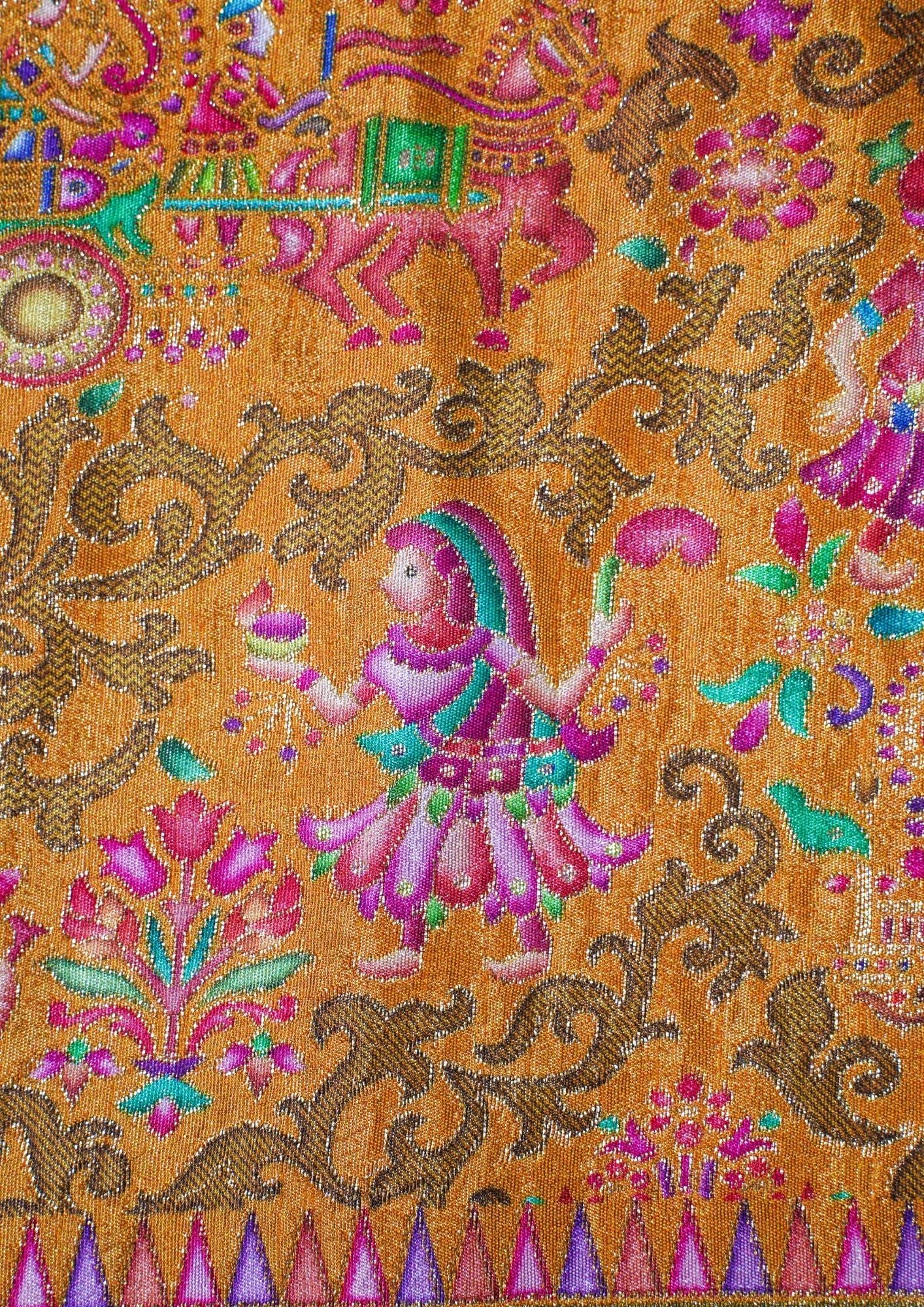 "Waah Banaras 074" Banarasi Mustard Gold Pashmina Silk Saree