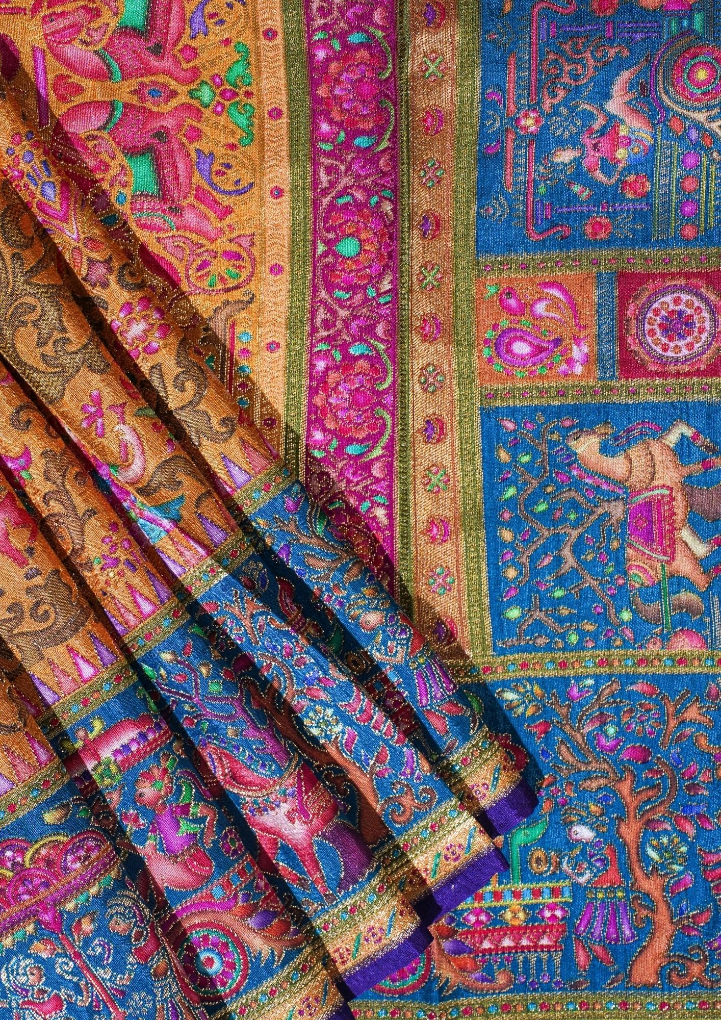 "Waah Banaras 074" Banarasi Mustard Gold Pashmina Silk Saree