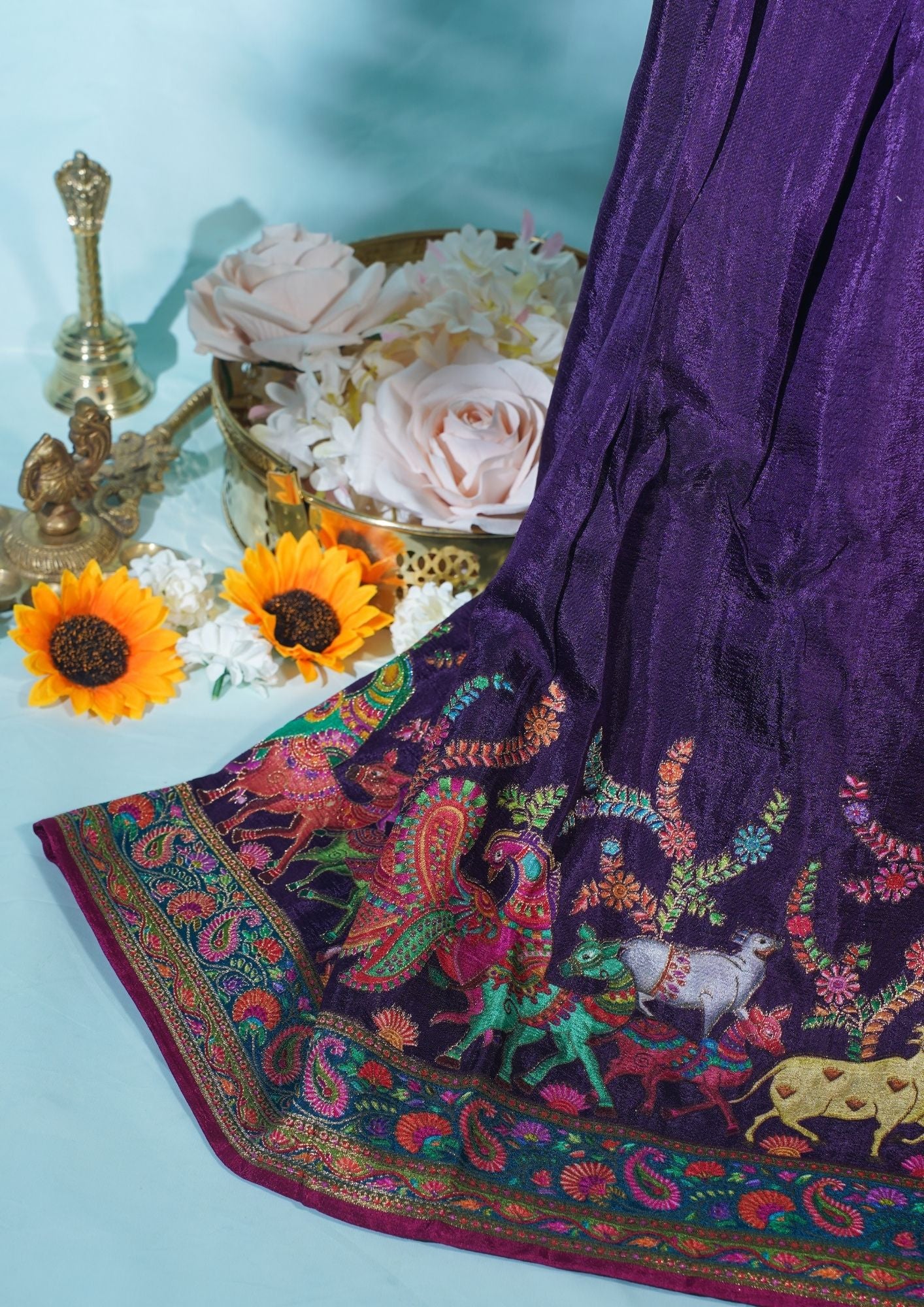 "Waah Banaras 073" Banarasi Royal Purple Meenakari Tussar Silk Saree