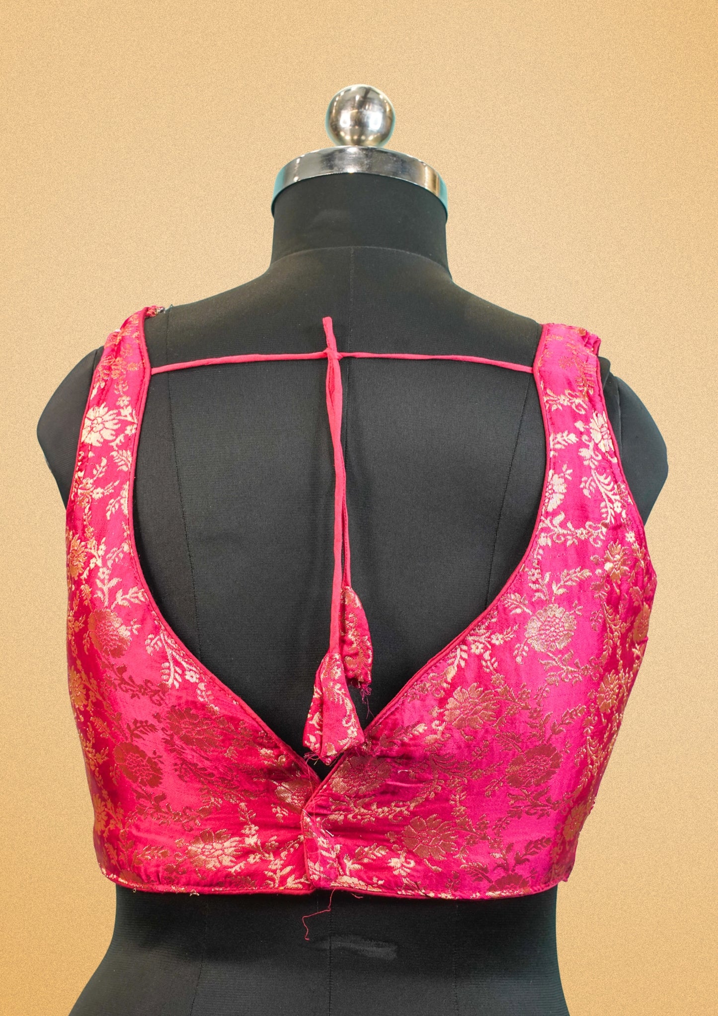 "RDM BL 011B" Banarasi Stunning Red Silk Brocade Blouse With Golden Zari Floral Work Banarasi Silk Brocade Blouse with Golden Zari Floral Work