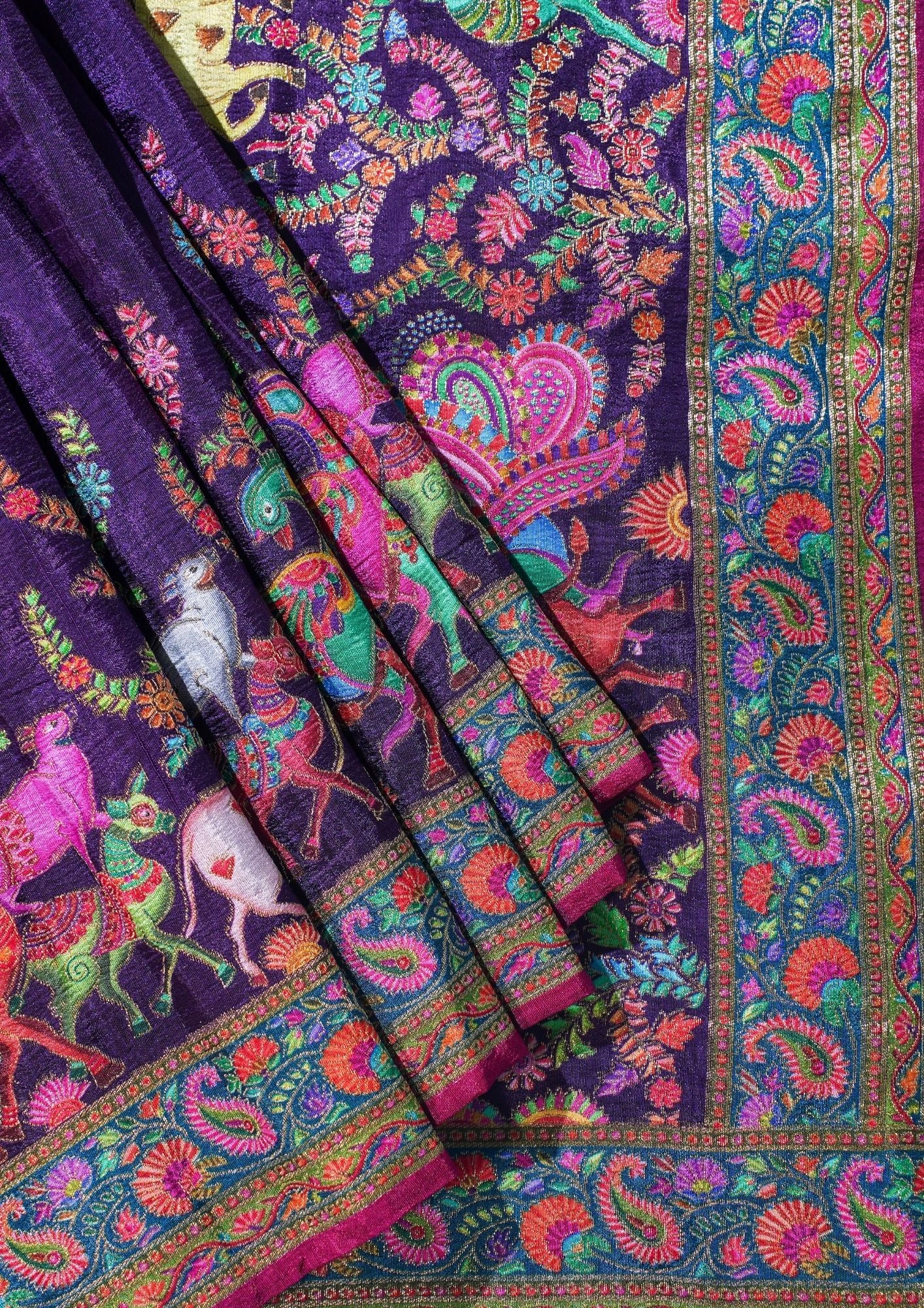 "Waah Banaras 073" Banarasi Royal Purple Meenakari Tussar Silk Saree