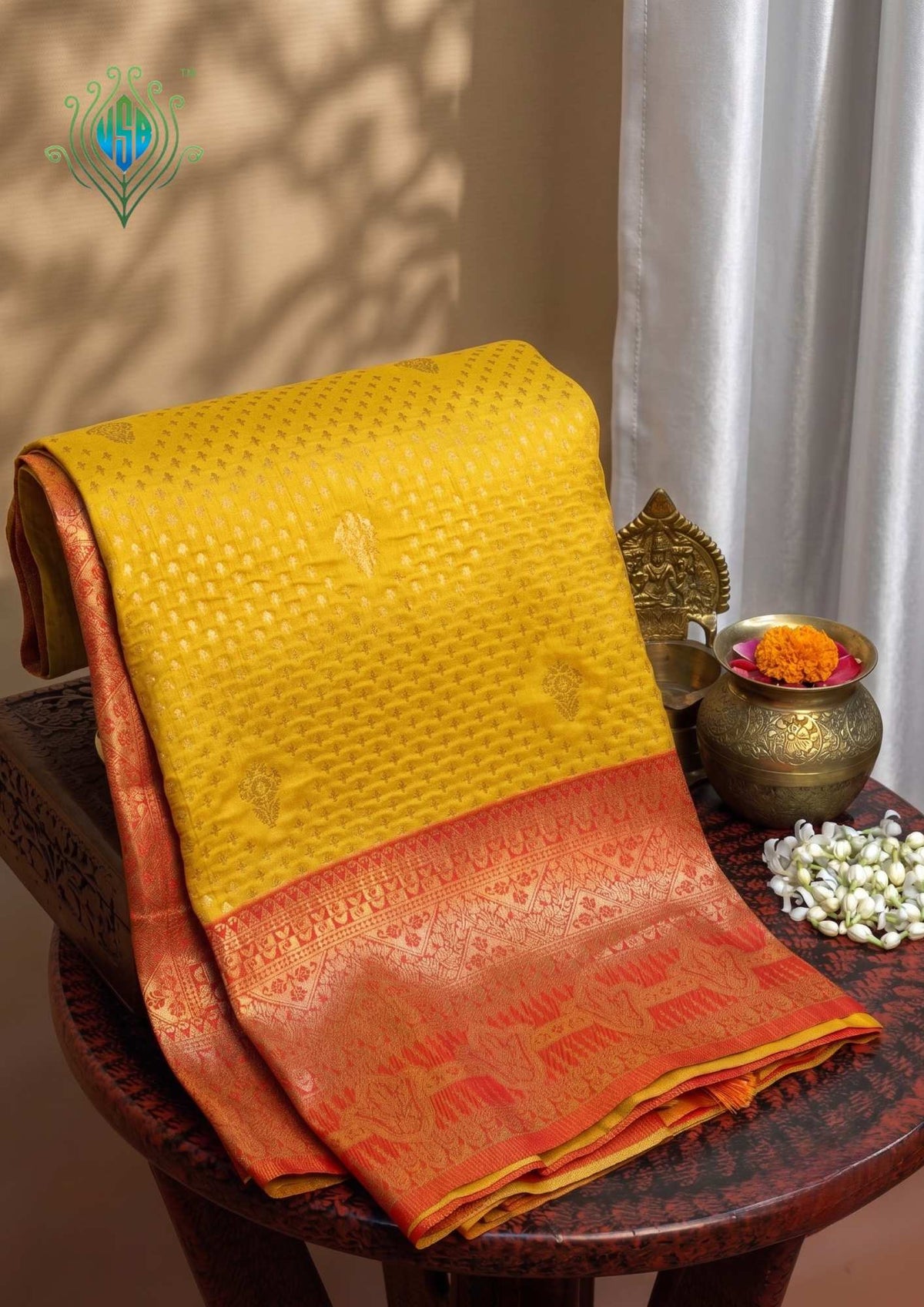 UTSAV BANARAS 449: Sunshine Yellow Banarasi Silk Saree with Rich Gold Zari Heritage Border