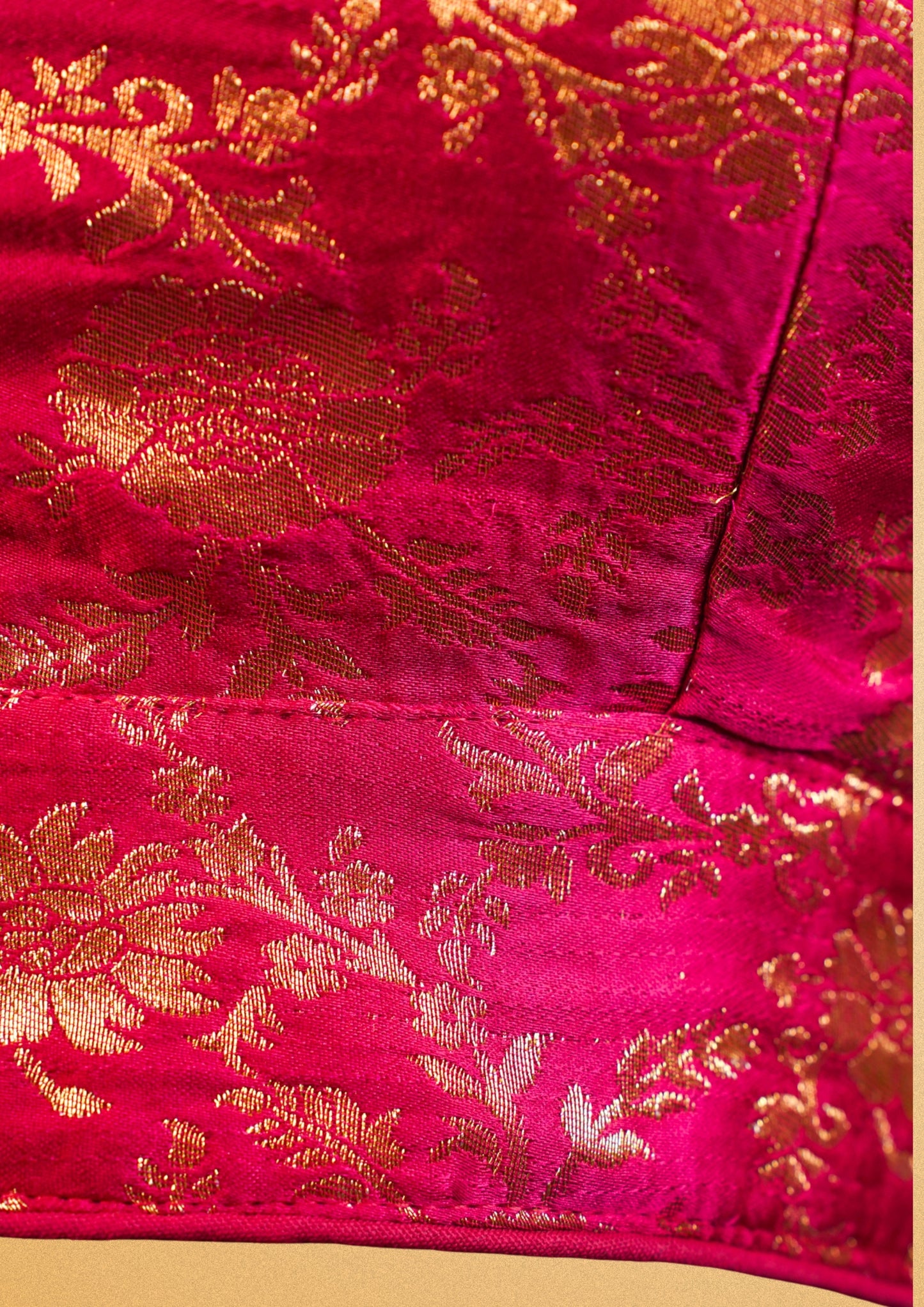 "RDM BL 011B" Banarasi Stunning Red Silk Brocade Blouse With Golden Zari Floral Work Banarasi Silk Brocade Blouse with Golden Zari Floral Work