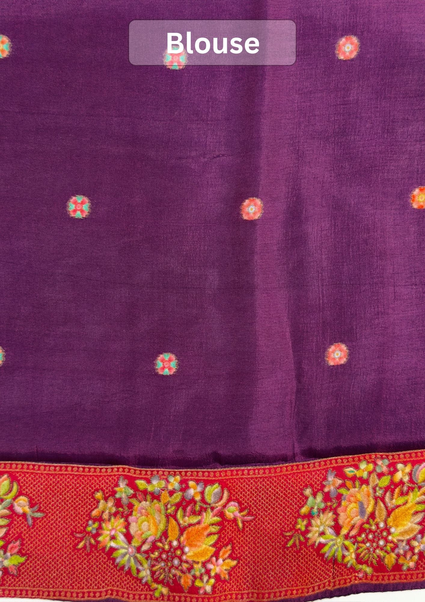 UTSAV BANARAS 476D: Reddish Pink Butter Silk Saree with Royal Paisley Position Print & Contrast Blouse