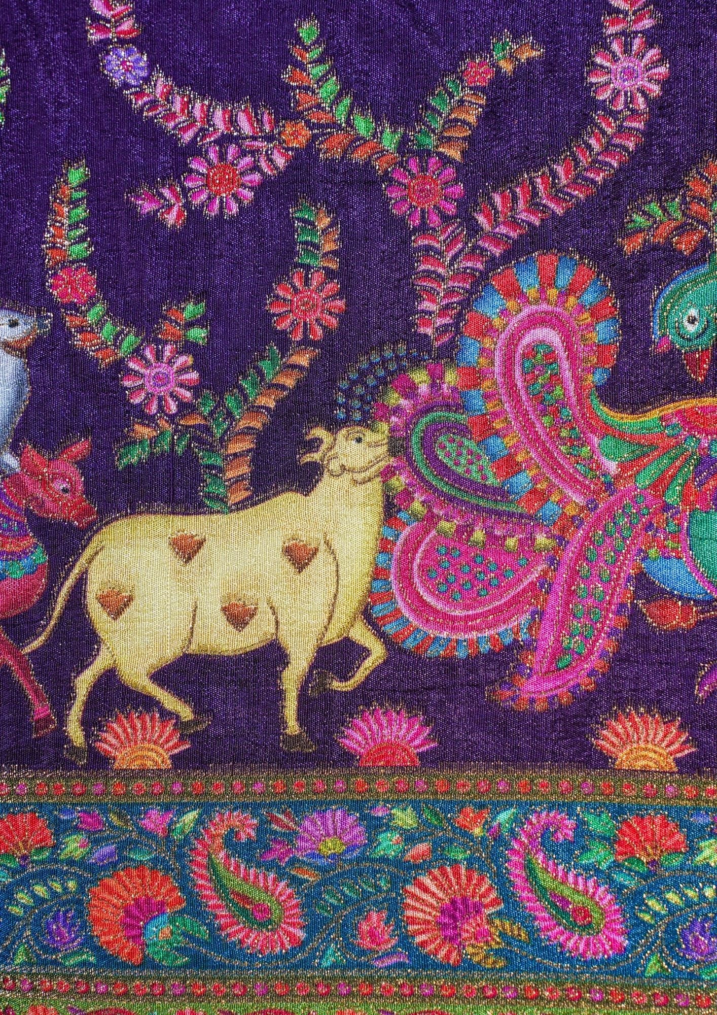 "Waah Banaras 073" Banarasi Royal Purple Meenakari Tussar Silk Saree