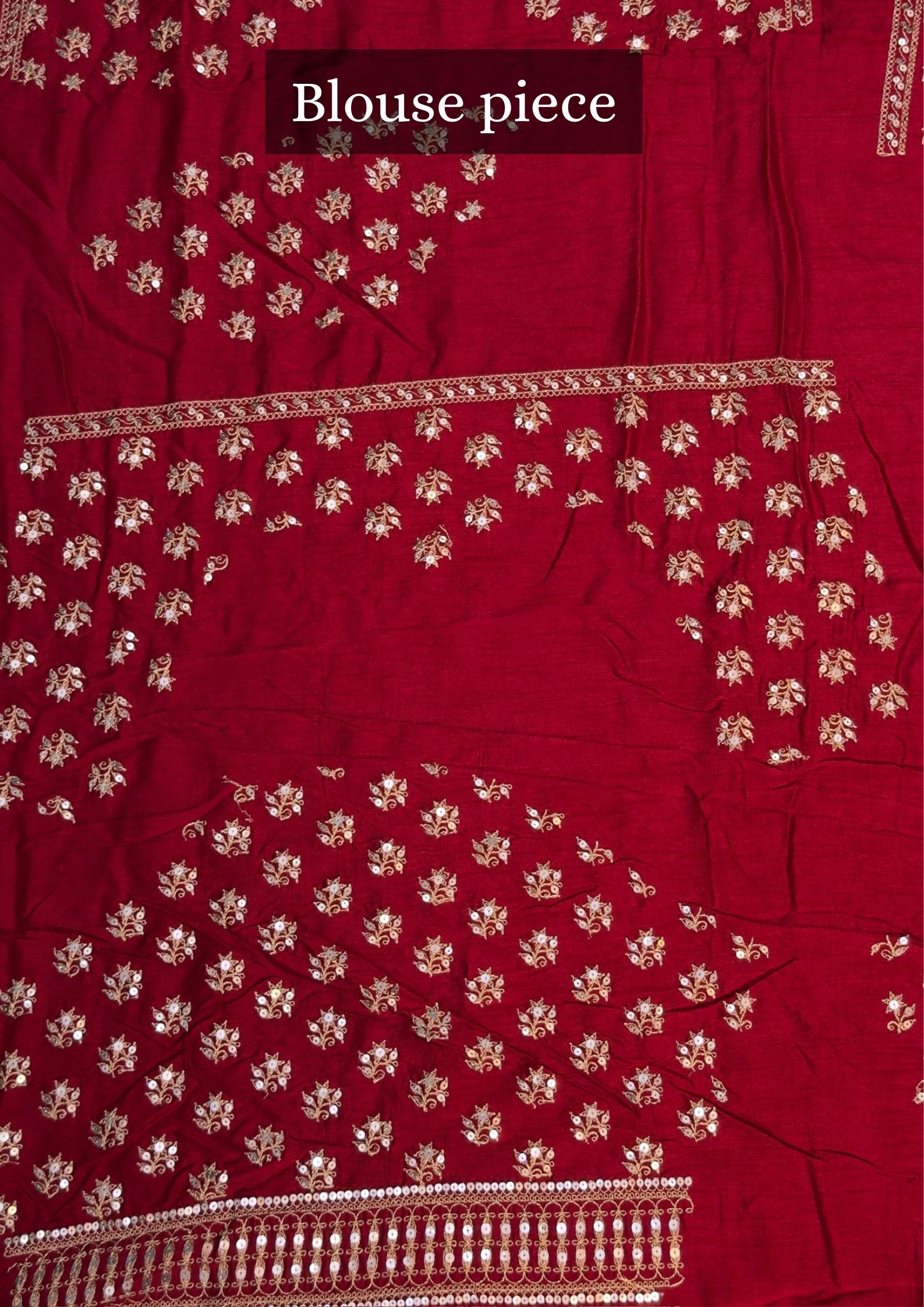 VIRASAT 393: Blood Red Raw Silk Saree with Hand Zardozi Work