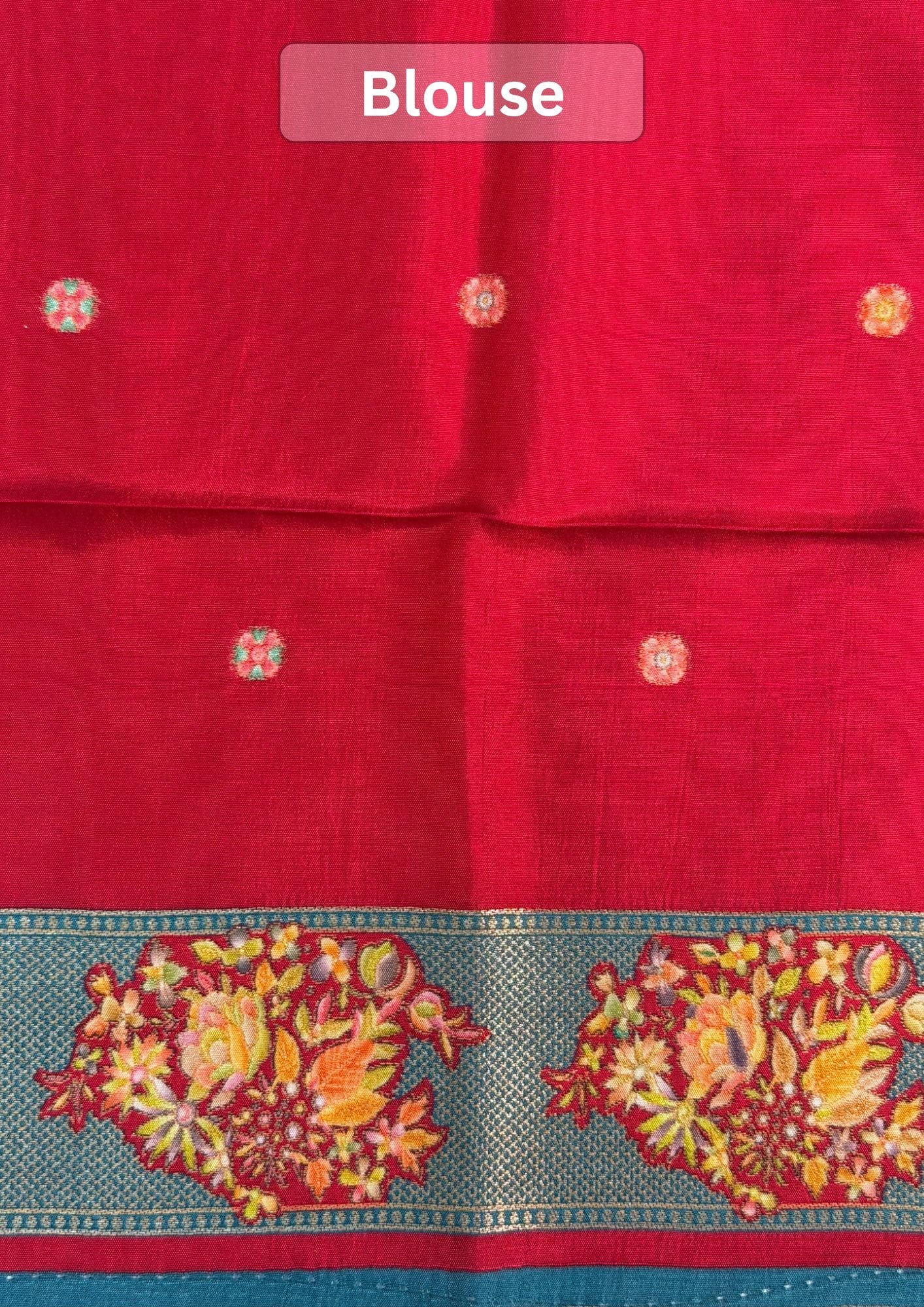 UTSAV BANARAS 476A: Beautiful Blue Butter Silk Saree with Royal Paisley Position Print & Contrast Blouse
