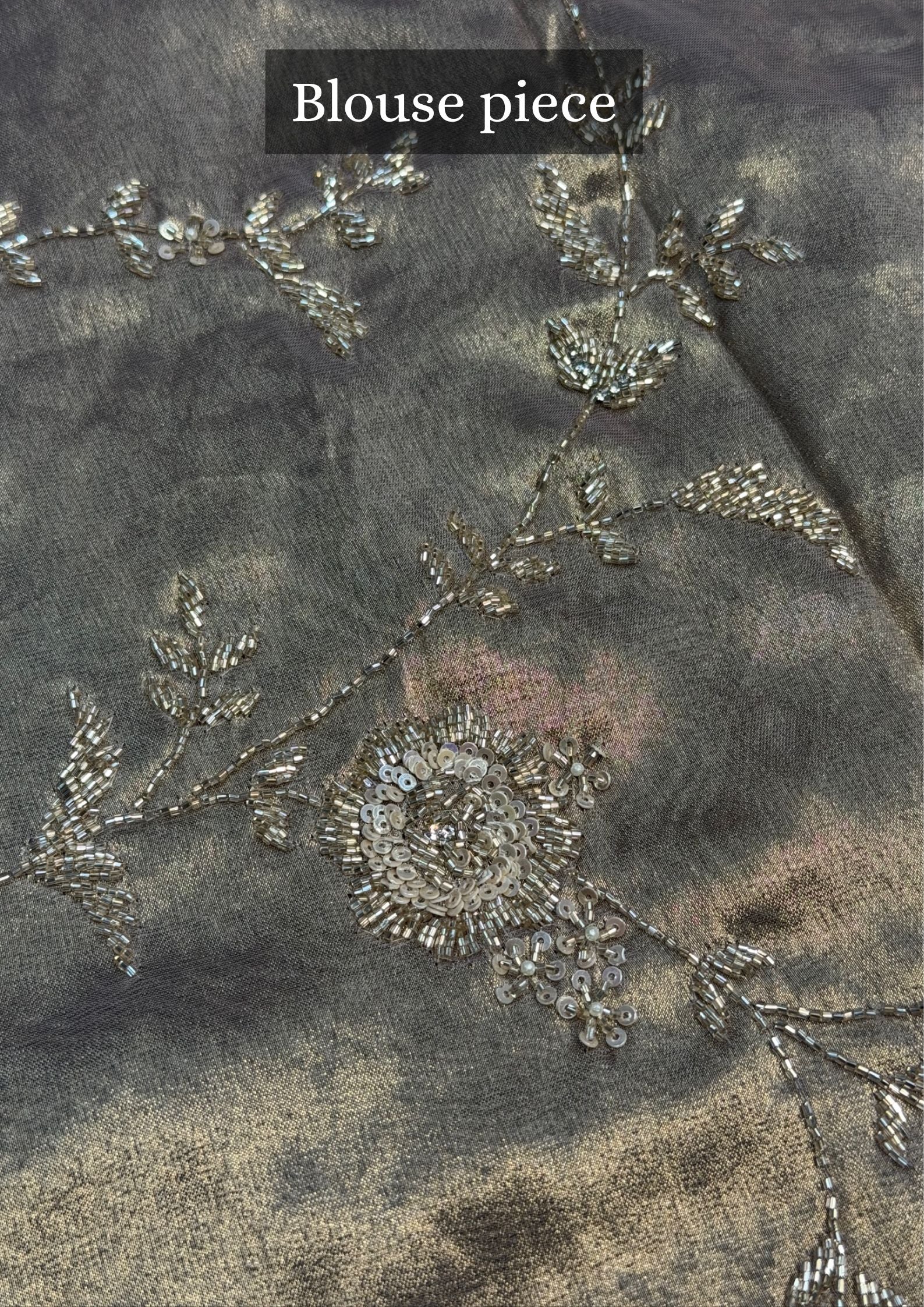 VIRASAT 392: Silver Ombre Tissue Silk Saree with Hand Zardozi Work