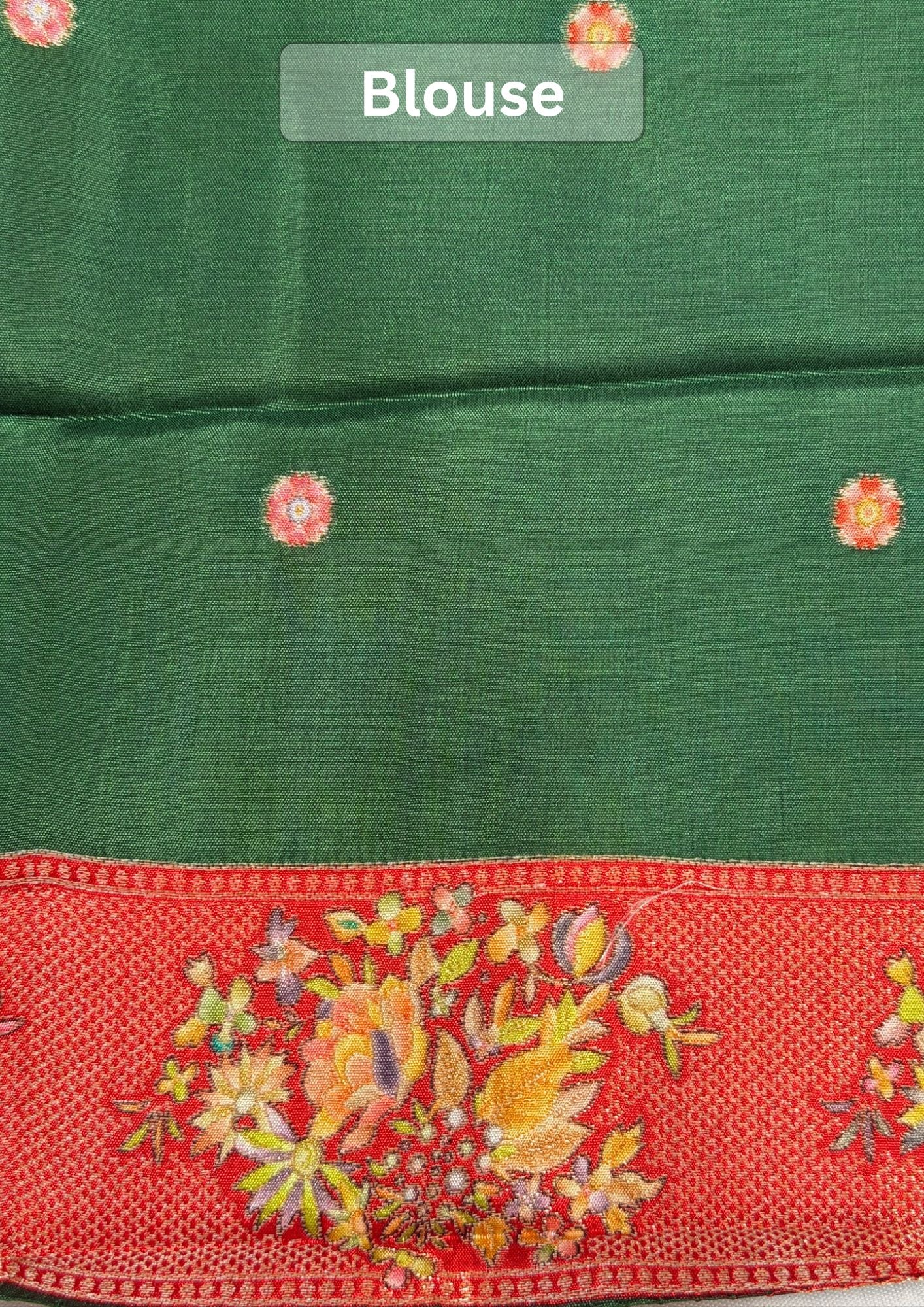 UTSAV BANARAS 476F: Surk Laal Butter Silk Saree with Royal Paisley Position Print & Contrast Blouse