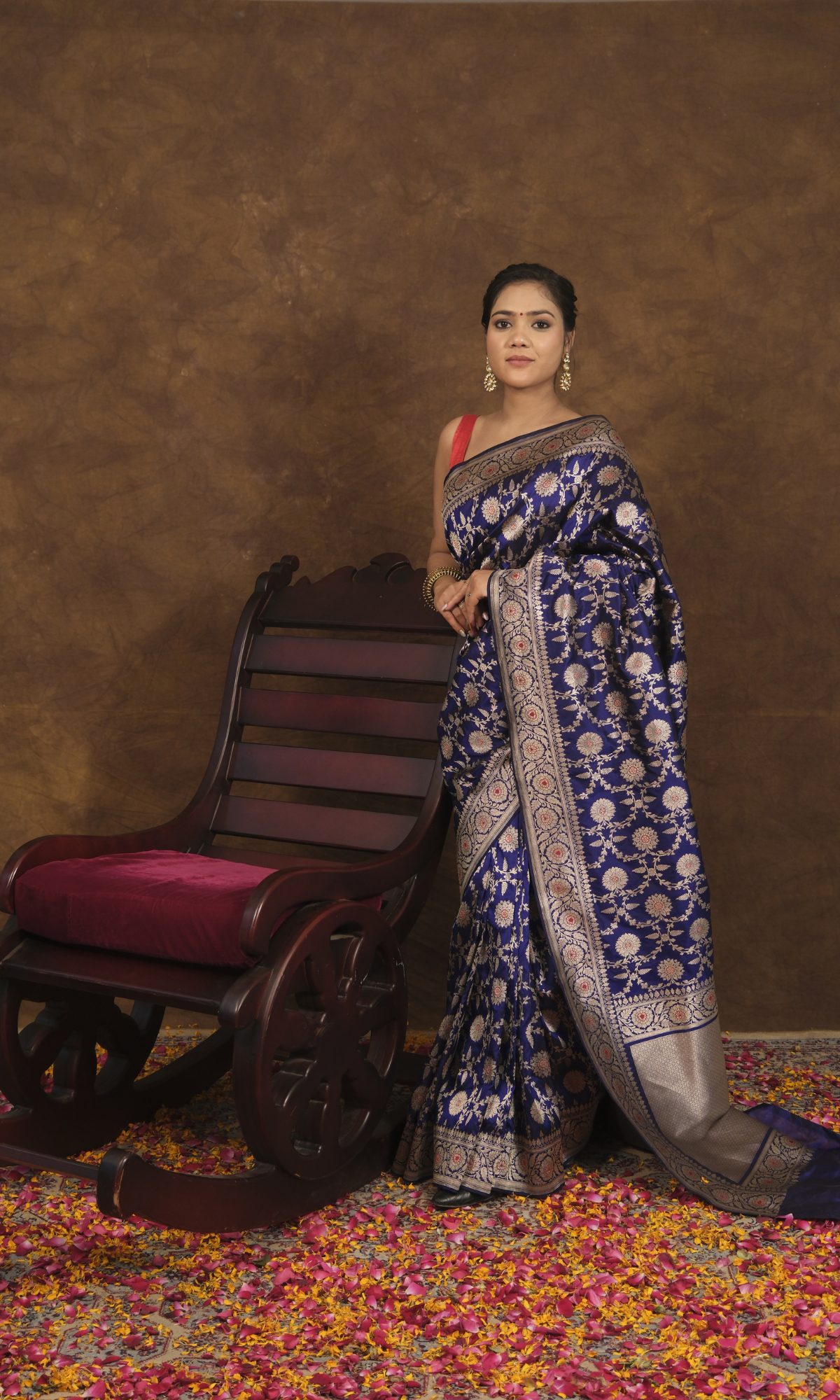 "VIRASAT 161" Traditional Banarasi Saree with Exquisite Mughal Motif Border