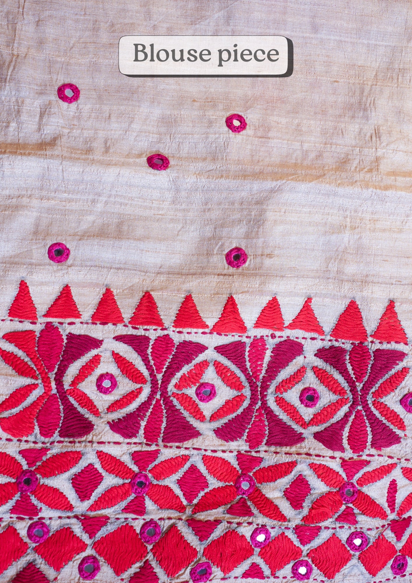 "VIRASAT 260" Banarasi Kosa Silk Kachhi Kadhai Hnadicraft Mirror Work Saree