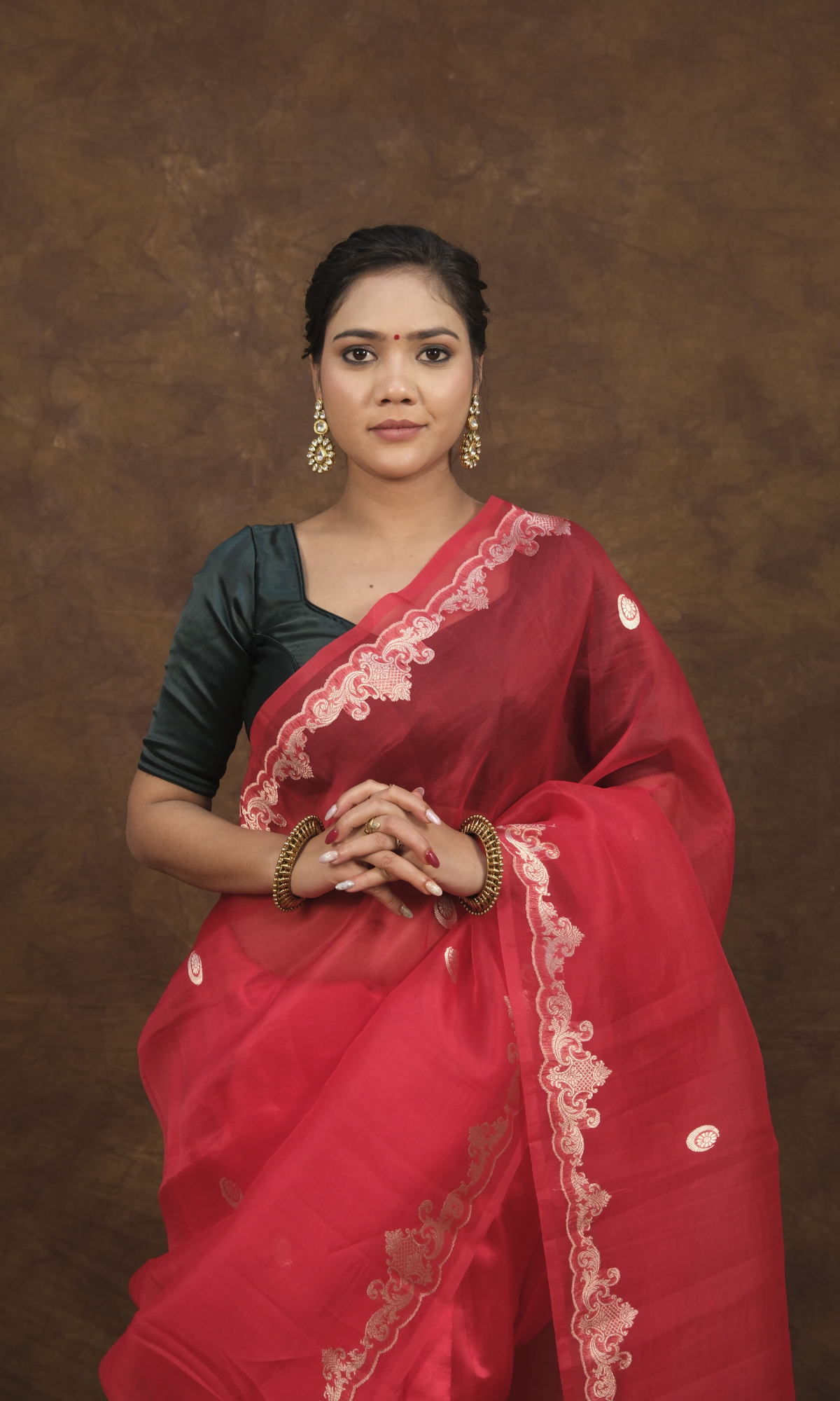 VIRASAT 018 : Luxurious Silk & Organza Saree with Signature Chand Buta & Brocade Blouse