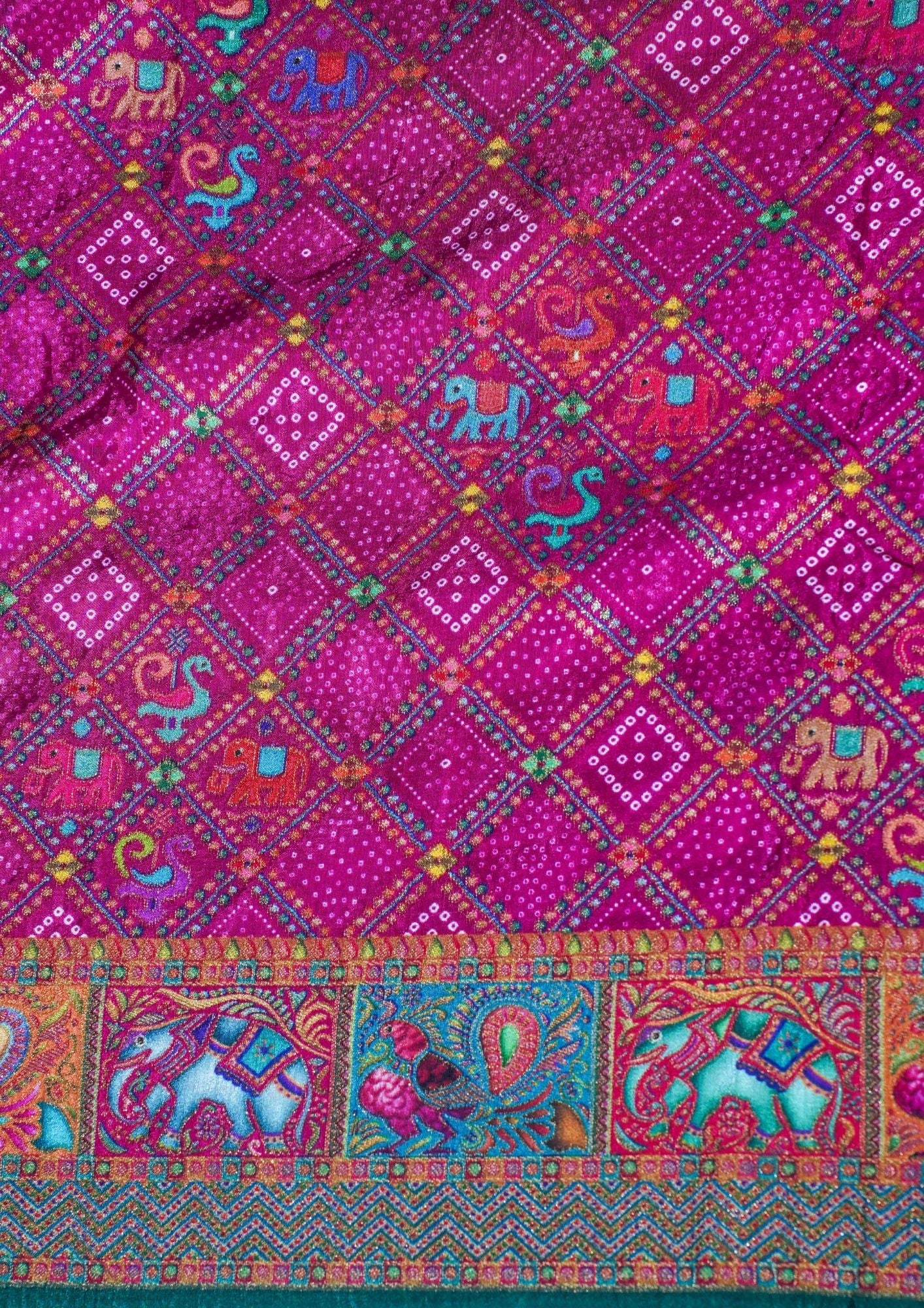 "Waah Banaras 071" Banarasi Vibrant Dual-Tone Shades Meenakari Pashmina Silk Saree