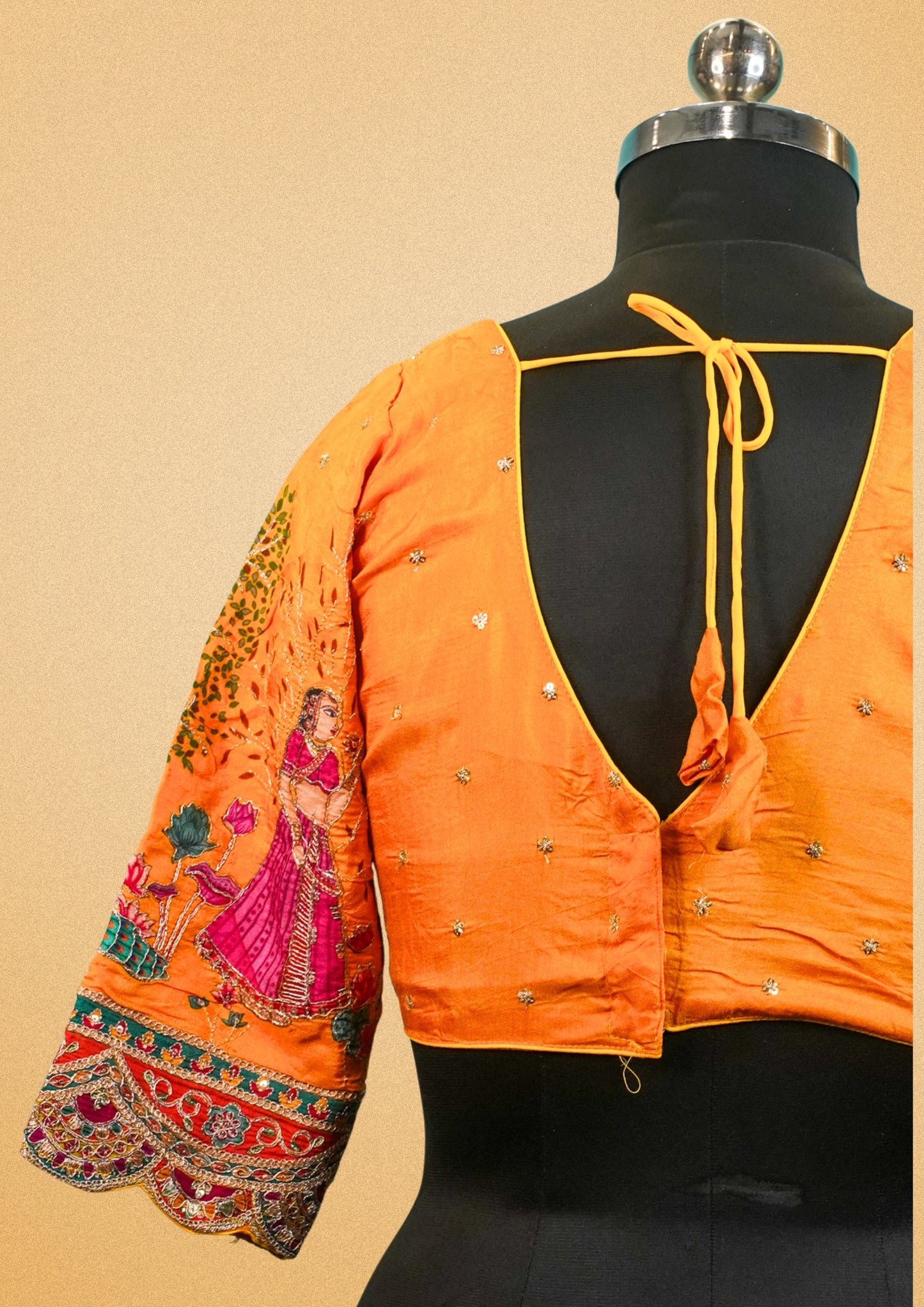 "RDM BL 014" Handcrafted Orange Banarasi Handcrafted Orange Blouse With Intricate Embroidery & Zari Work