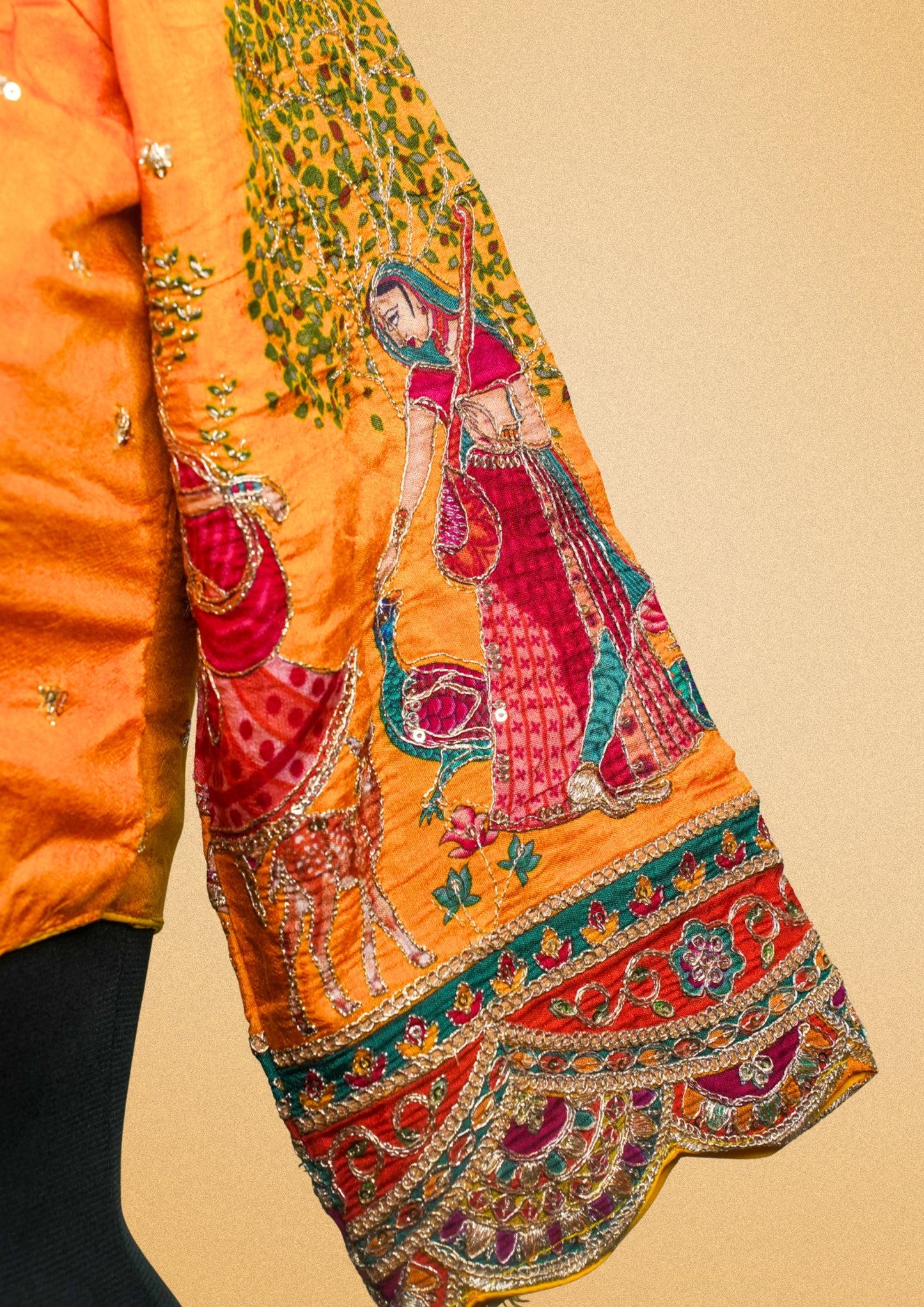 "RDM BL 014" Handcrafted Orange Banarasi Handcrafted Orange Blouse With Intricate Embroidery & Zari Work