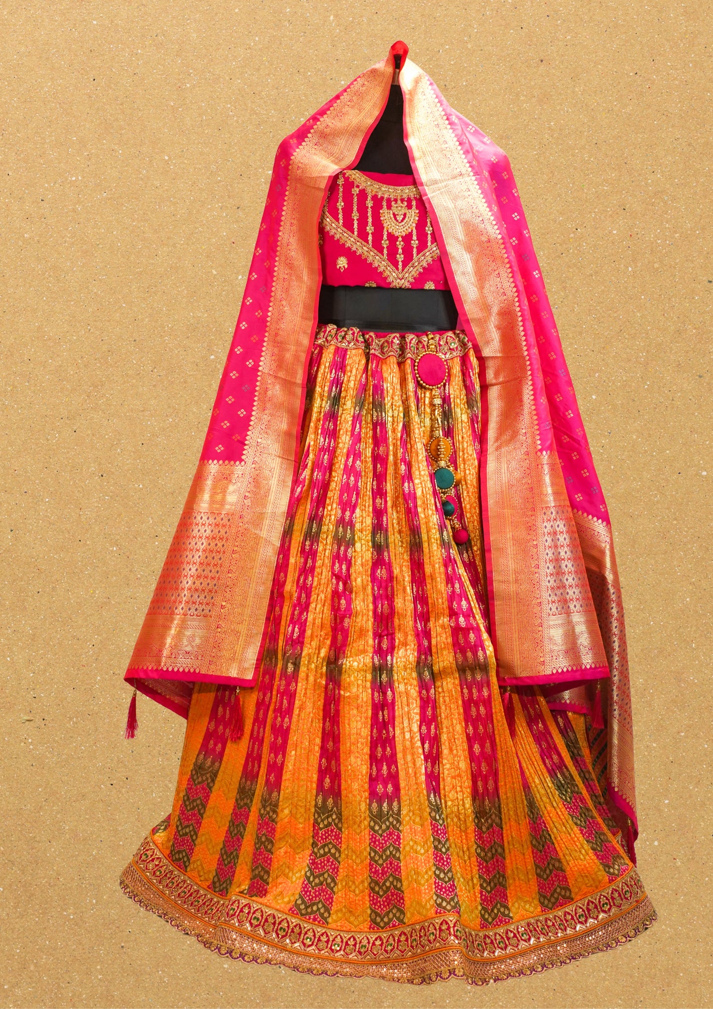 "MANSI 024" Banarasi Crush Rangkat Silk Lehenga with Elegant Cutwork Border