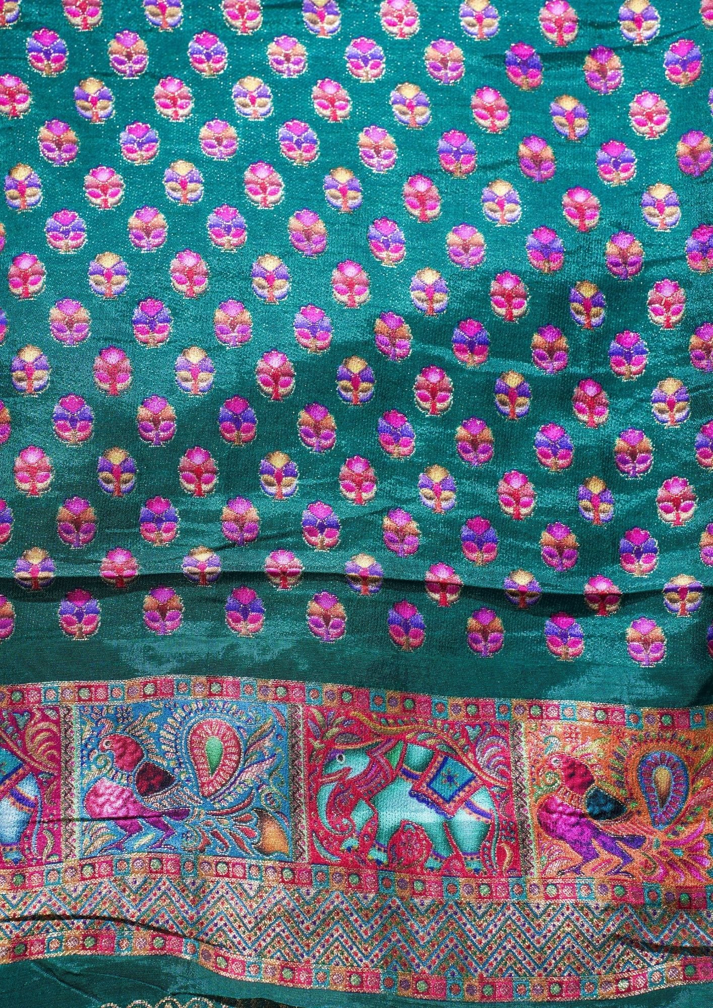 "Waah Banaras 071" Banarasi Vibrant Dual-Tone Shades Meenakari Pashmina Silk Saree