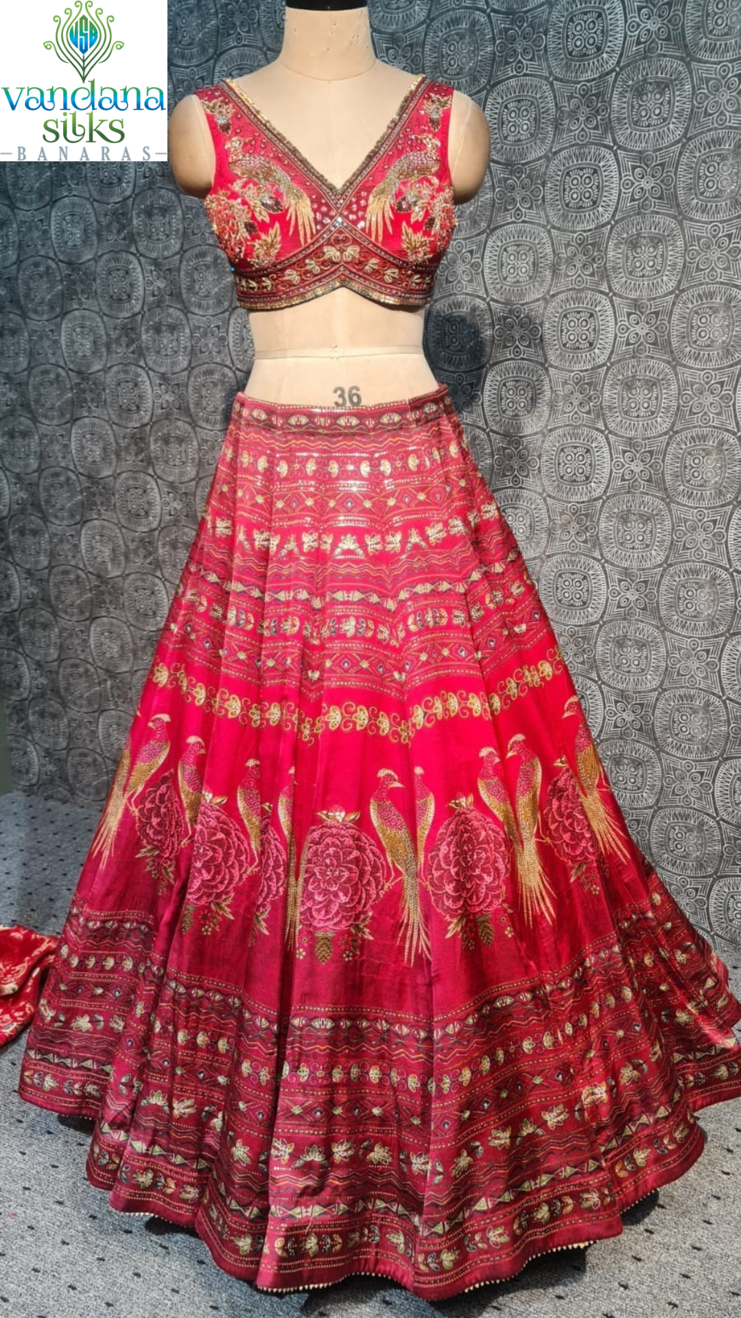 Swaranakshi Red Banarasi Designer Dress