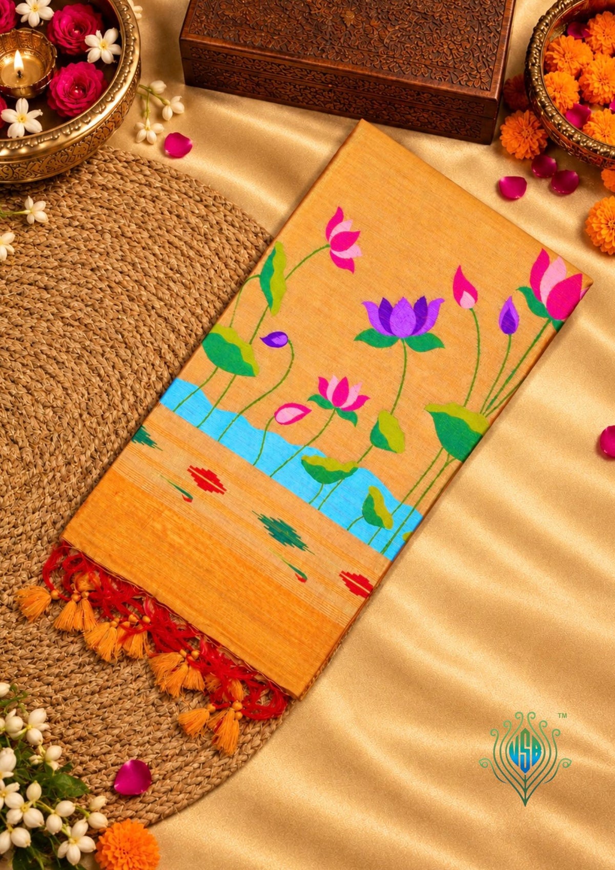 Utsav Banaras 322 Beautiful Yellow Raw Silk Saree with Zari Meenakari Palla & Border
