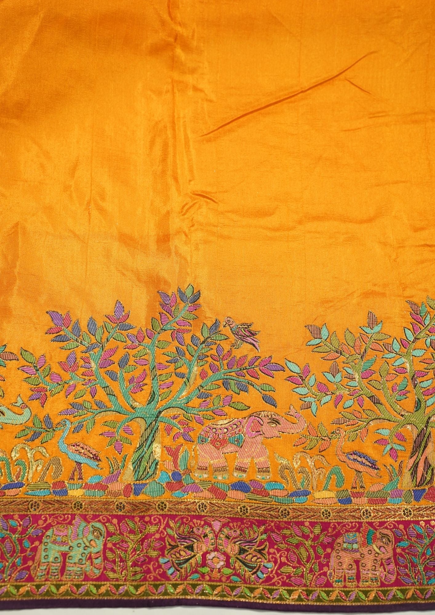 "Waah Banaras 069" Banarasi Mustard Yellow Meenakari Tussar Silk Saree