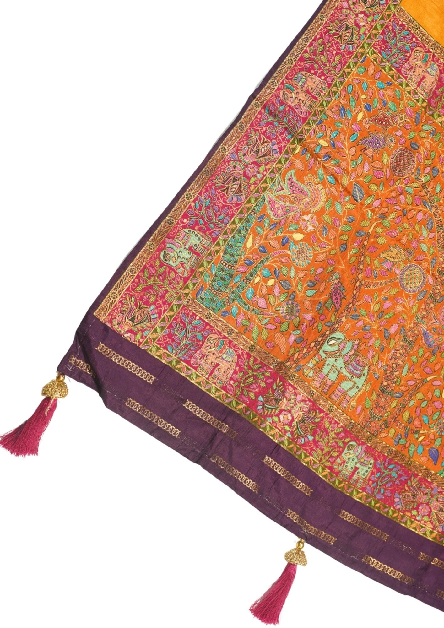 "Waah Banaras 069" Banarasi Mustard Yellow Meenakari Tussar Silk Saree