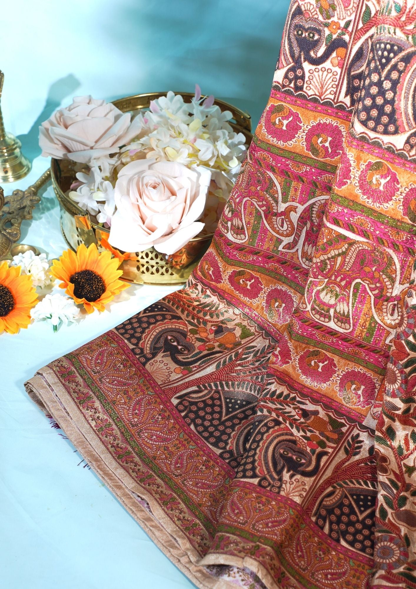 "Waah Banaras 082" Banarasi Multi-Color Meenakari Pashmina Silk Saree