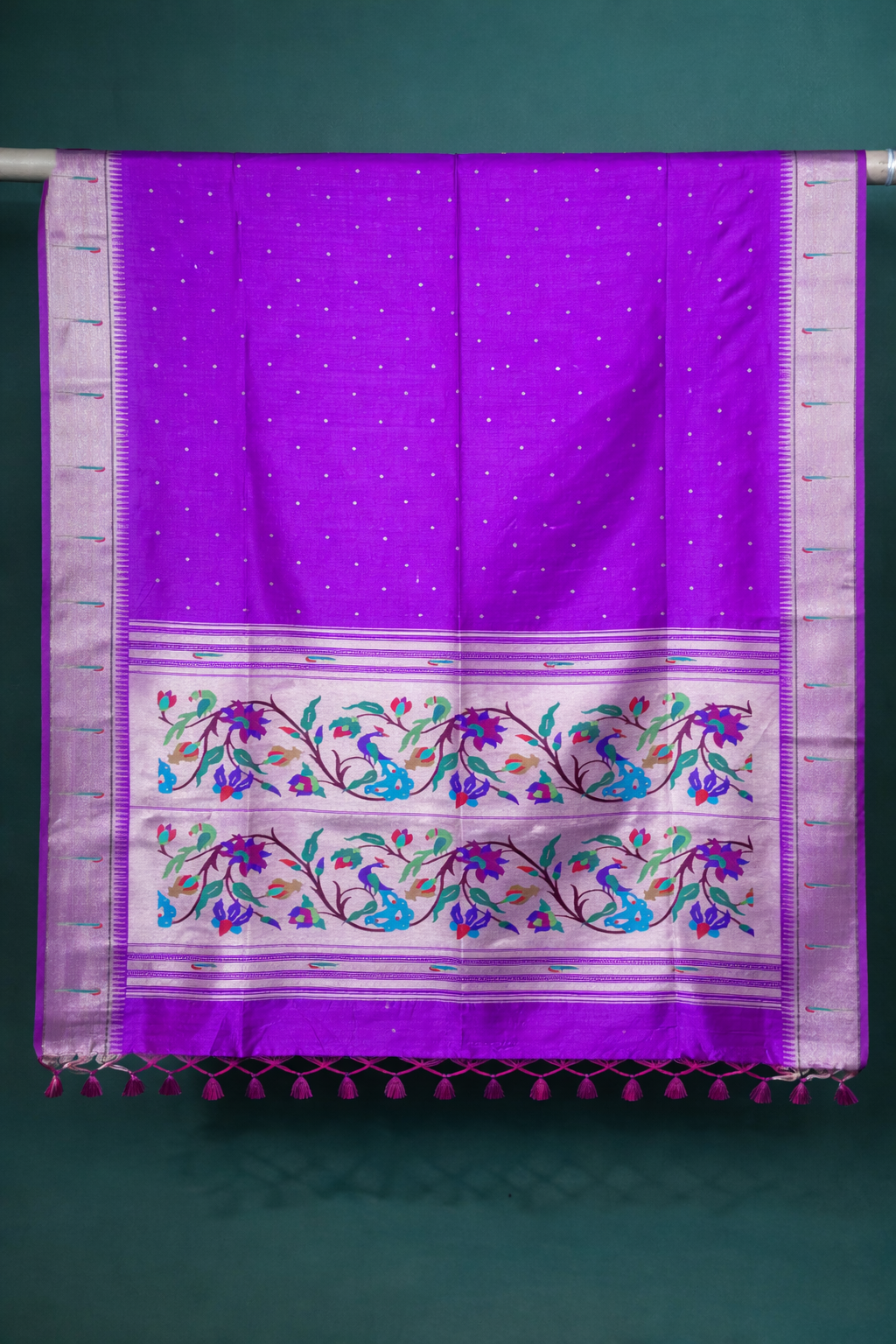 "UTSAV BANARAS 253" Banarasi Peacock Magenta Paithani Silk Saree