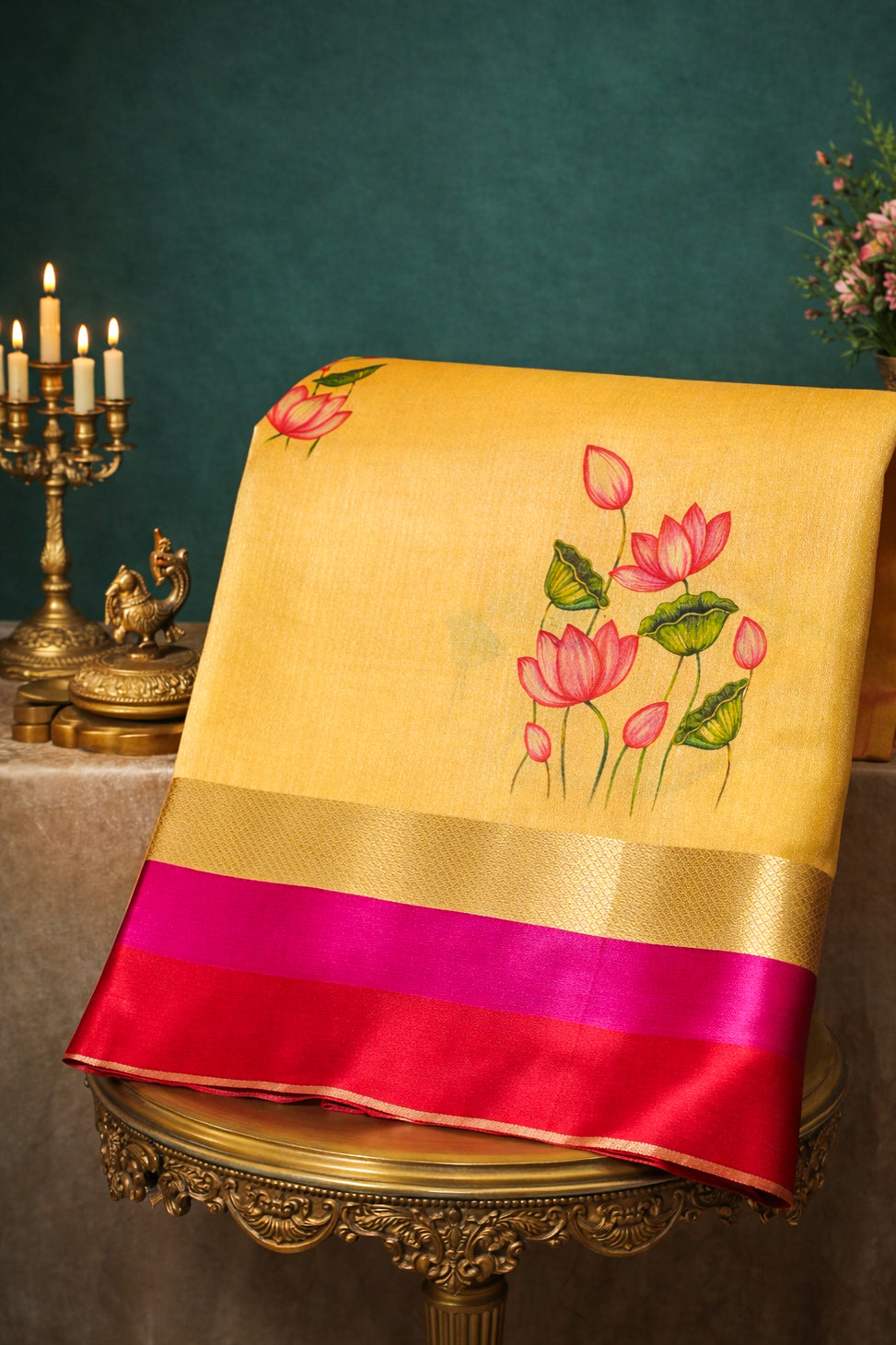 UTSAV BANARAS 296: Soft Pastel Yellow Banarasi Raw Silk Saree with Patola print Palla
