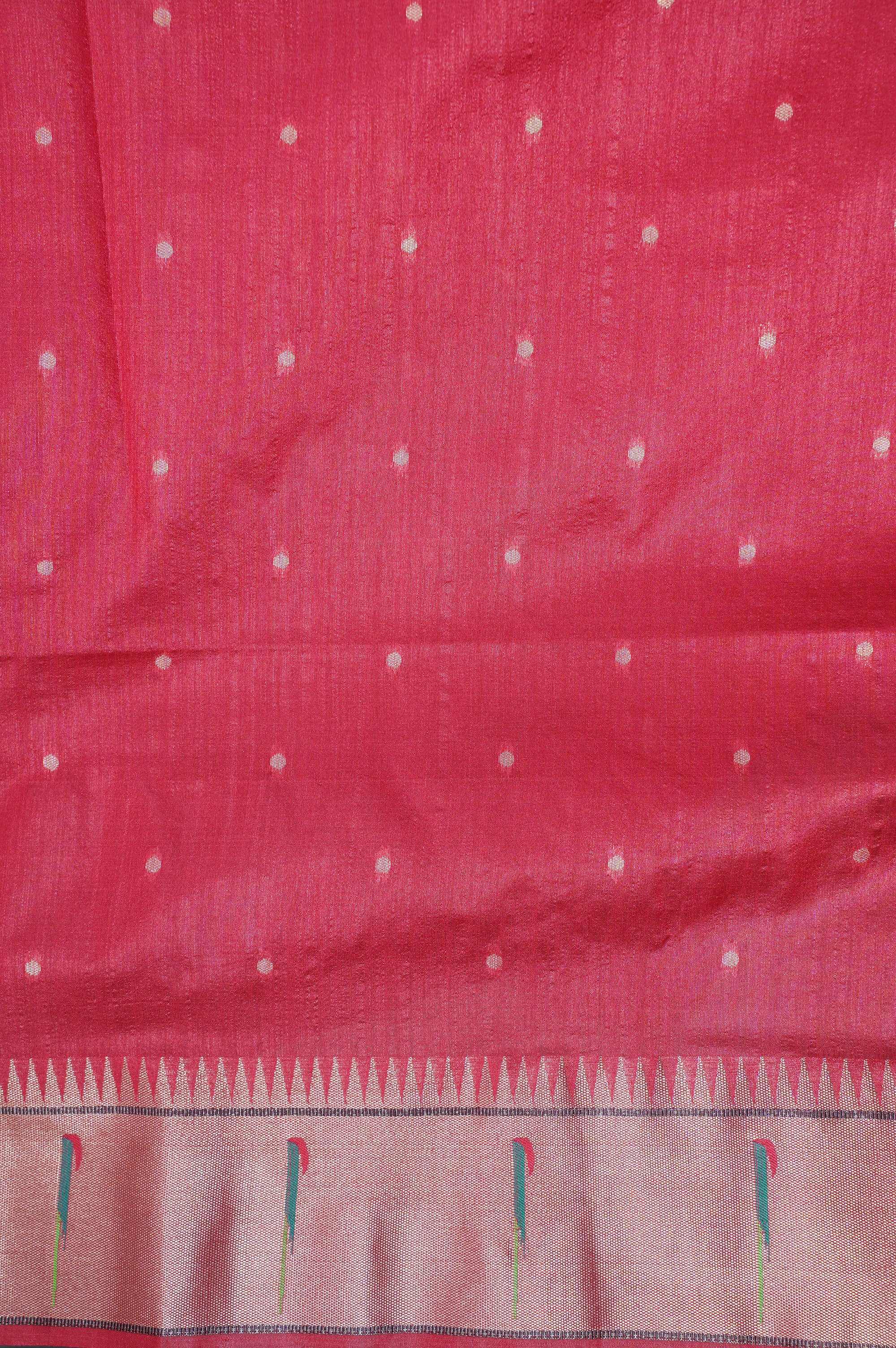 UTSAV BANARAS 205: Crimson Red Banarasi Paithani Silk Saree With Peacock Motif