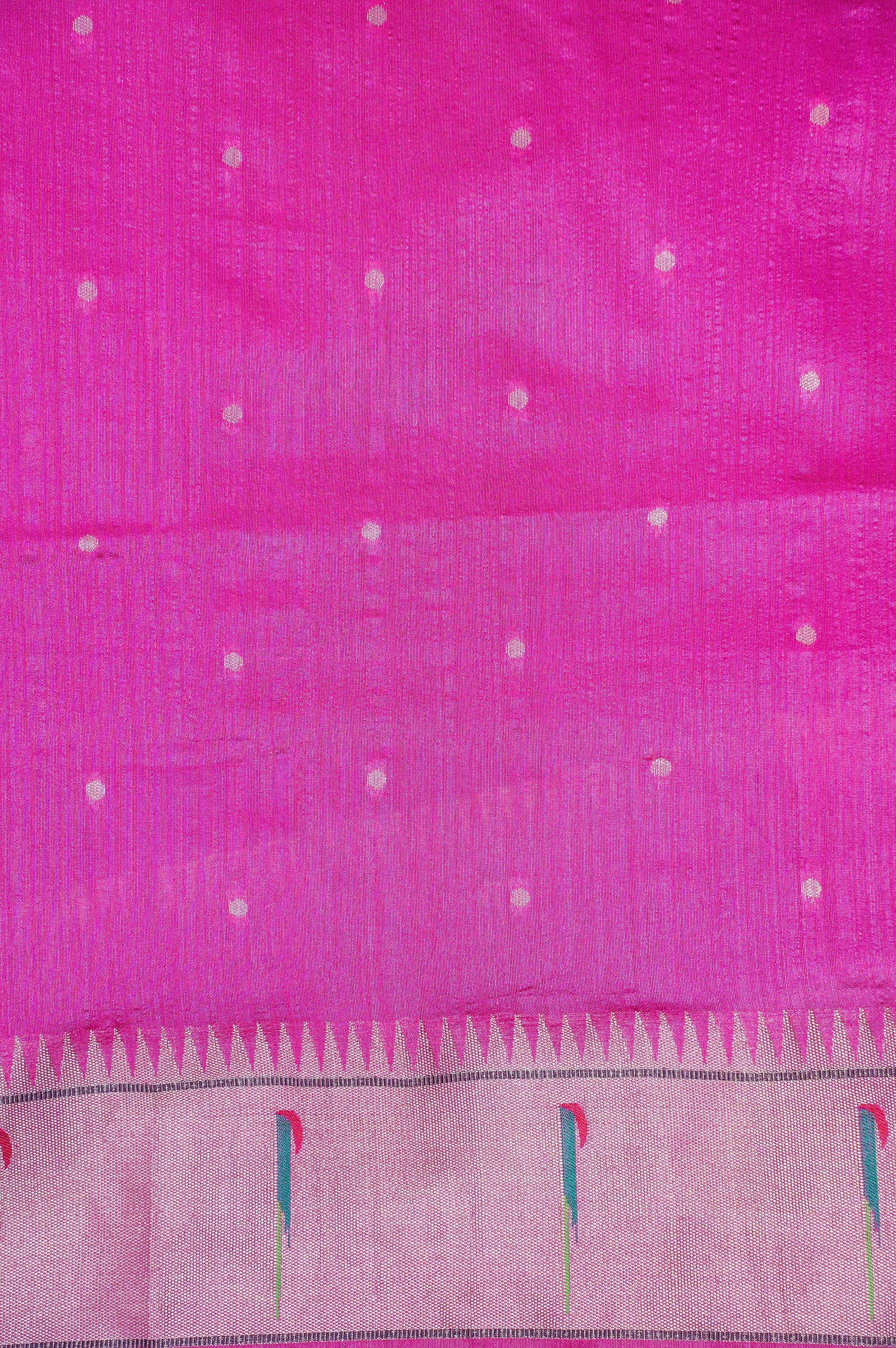 UTSAV BANARAS 252: Rani Pink Banarasi Paithani Silk Saree With Peacock Motif