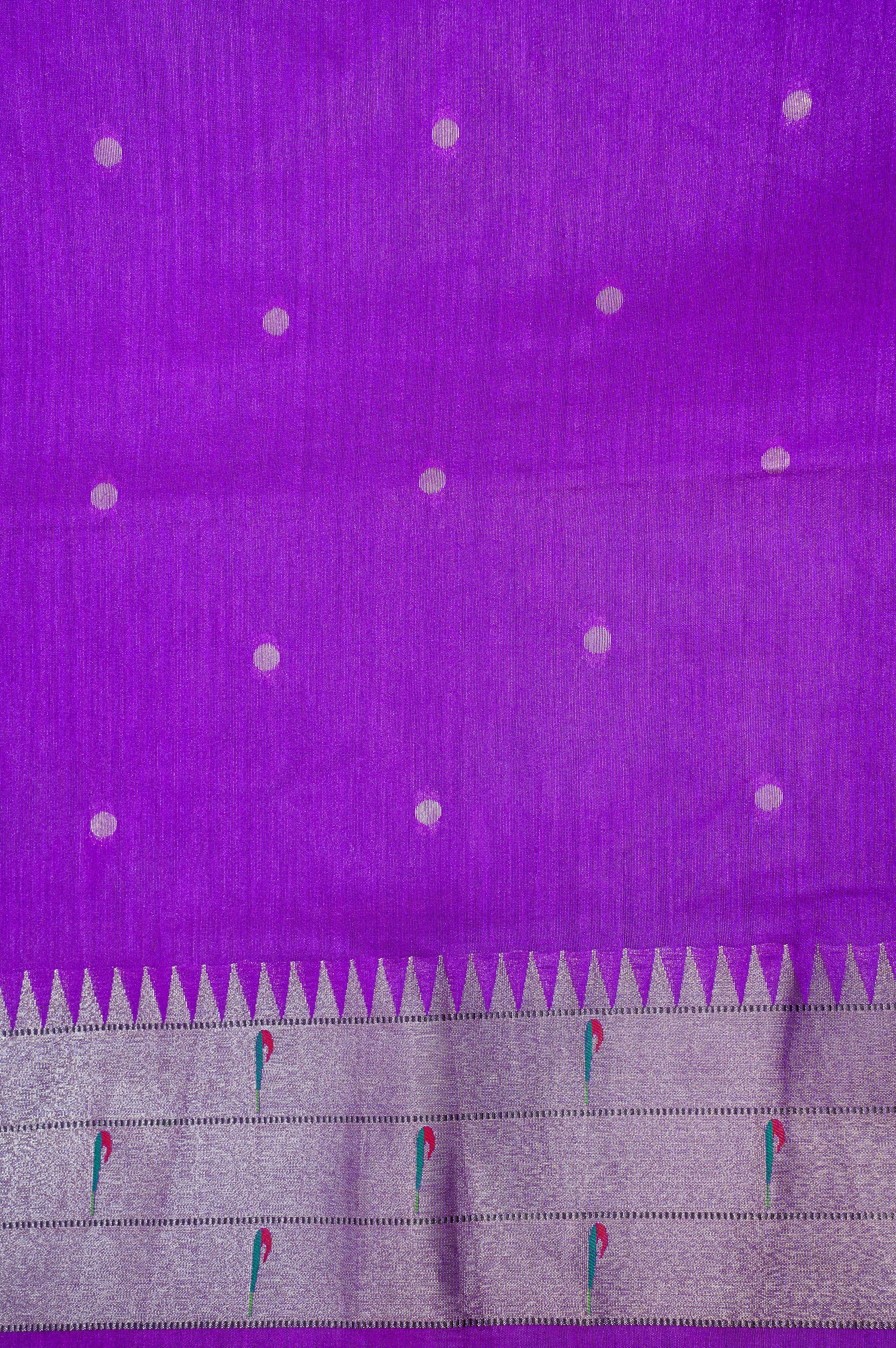 "UTSAV BANARAS 201: Magenta Banarasi Paithani Silk Saree With Peacock Motif