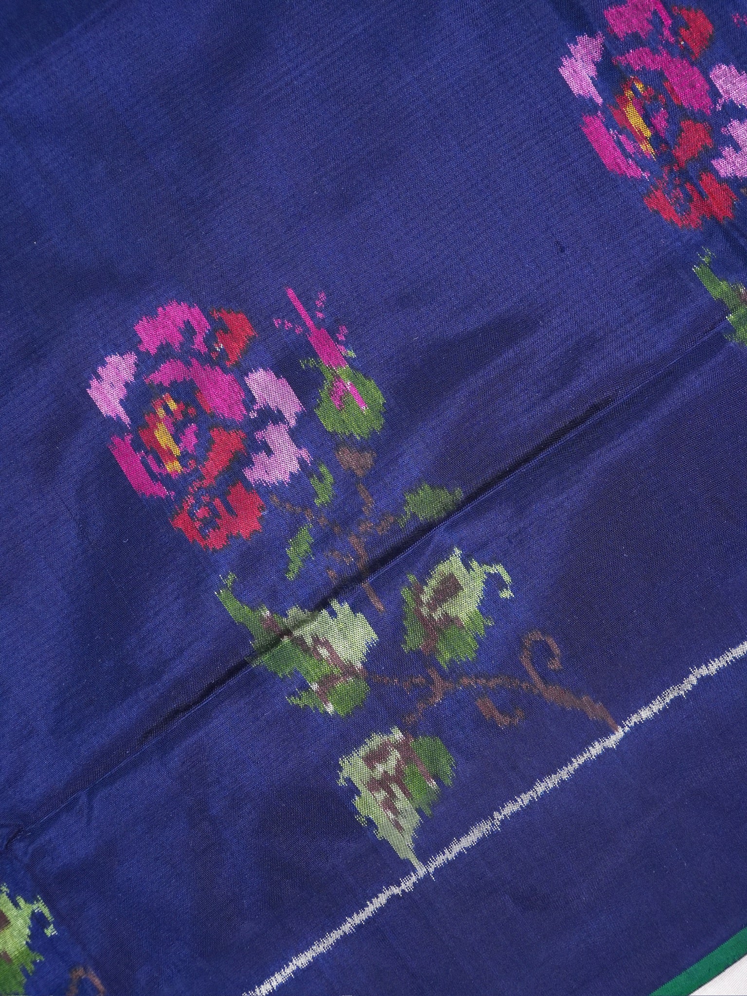 Founder Choice 073: Pure Katan Patola Ikkat Handloom Silk Saree in Indigo Blue