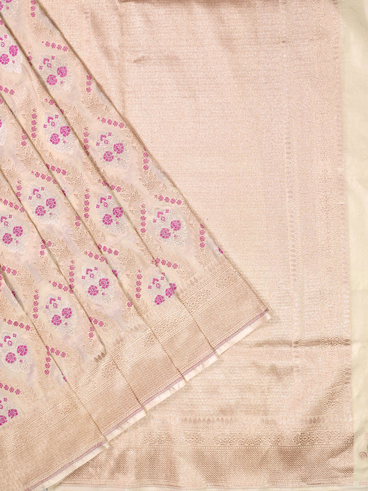 "VIRASAT 211" Banarasi Malda Silk Saree: With Maharani Blouse And Kashmiri Zardozi Embroidary