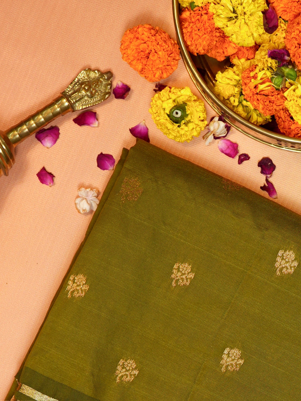 UTSAV BANARAS 501: Sage Green Banarasi Soft Silk Meenakari Zari Saree