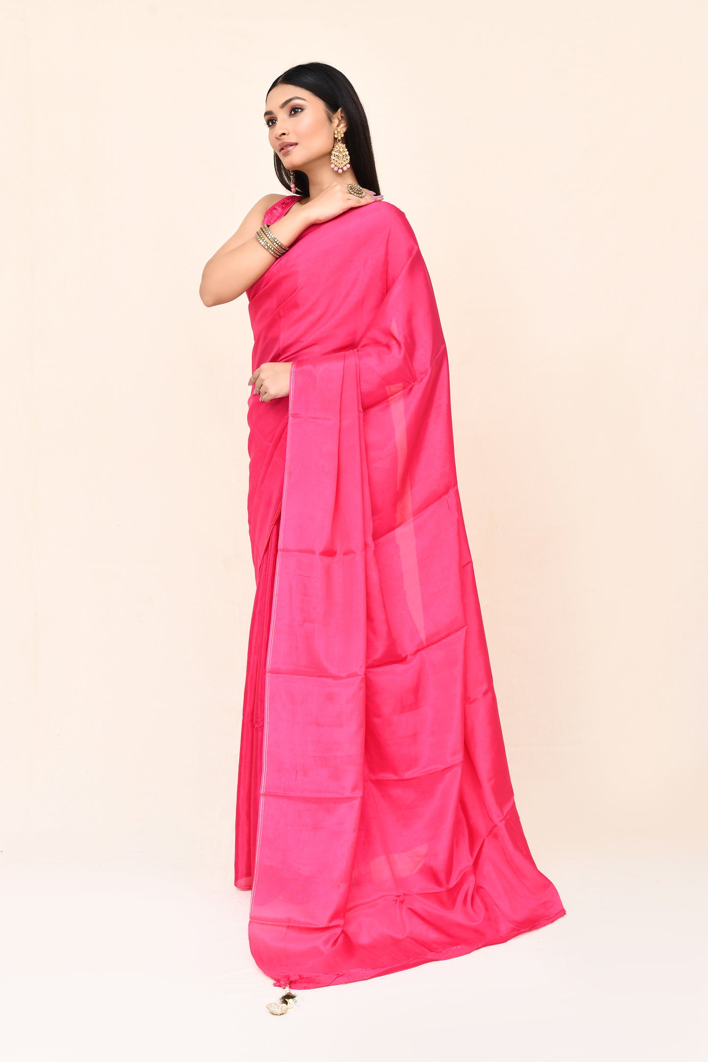 "Prithvi" Pink Crepe Banarasi Silk Saree