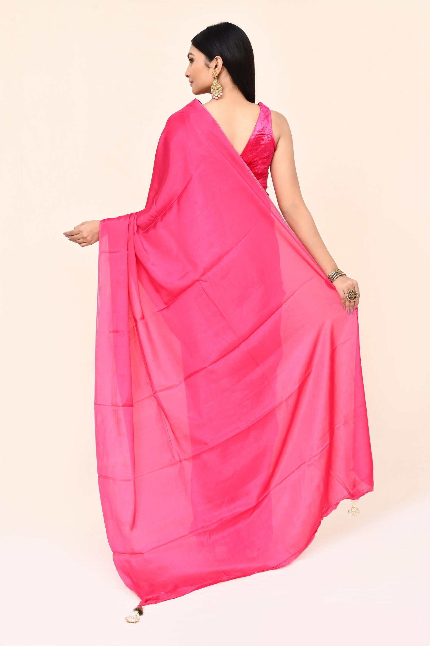 "Prithvi" Pink Crepe Banarasi Silk Saree