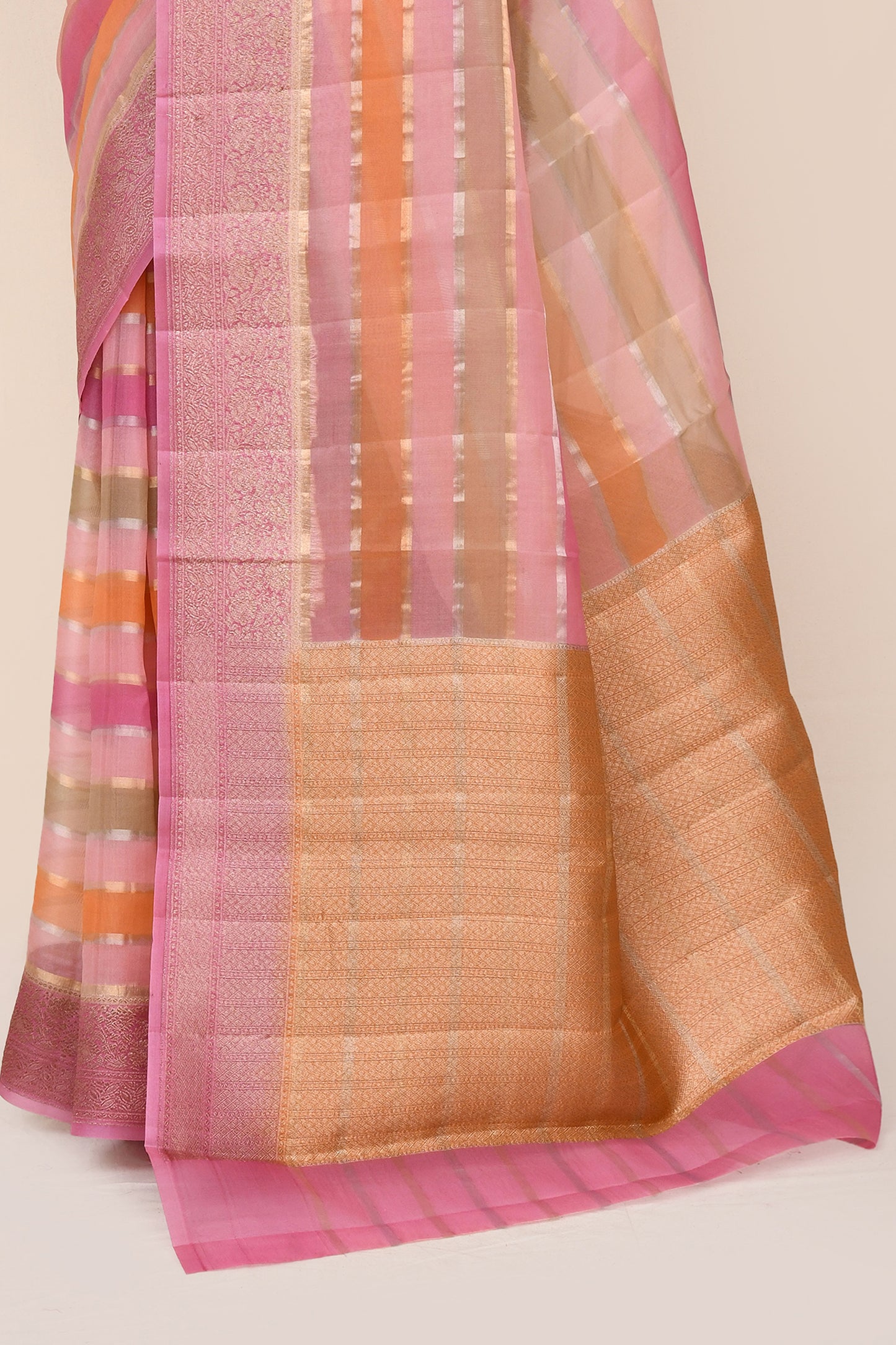 "SILK BANARAS 058" Pure Handloom Kora Silk Saree