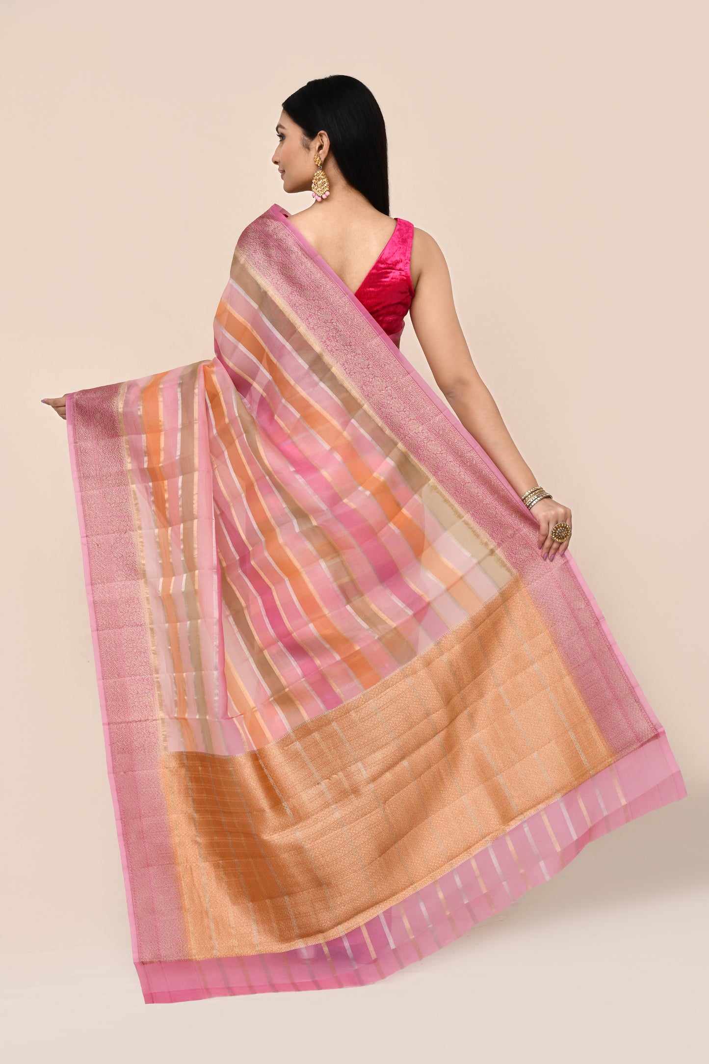 "SILK BANARAS 058" Pure Handloom Kora Silk Saree