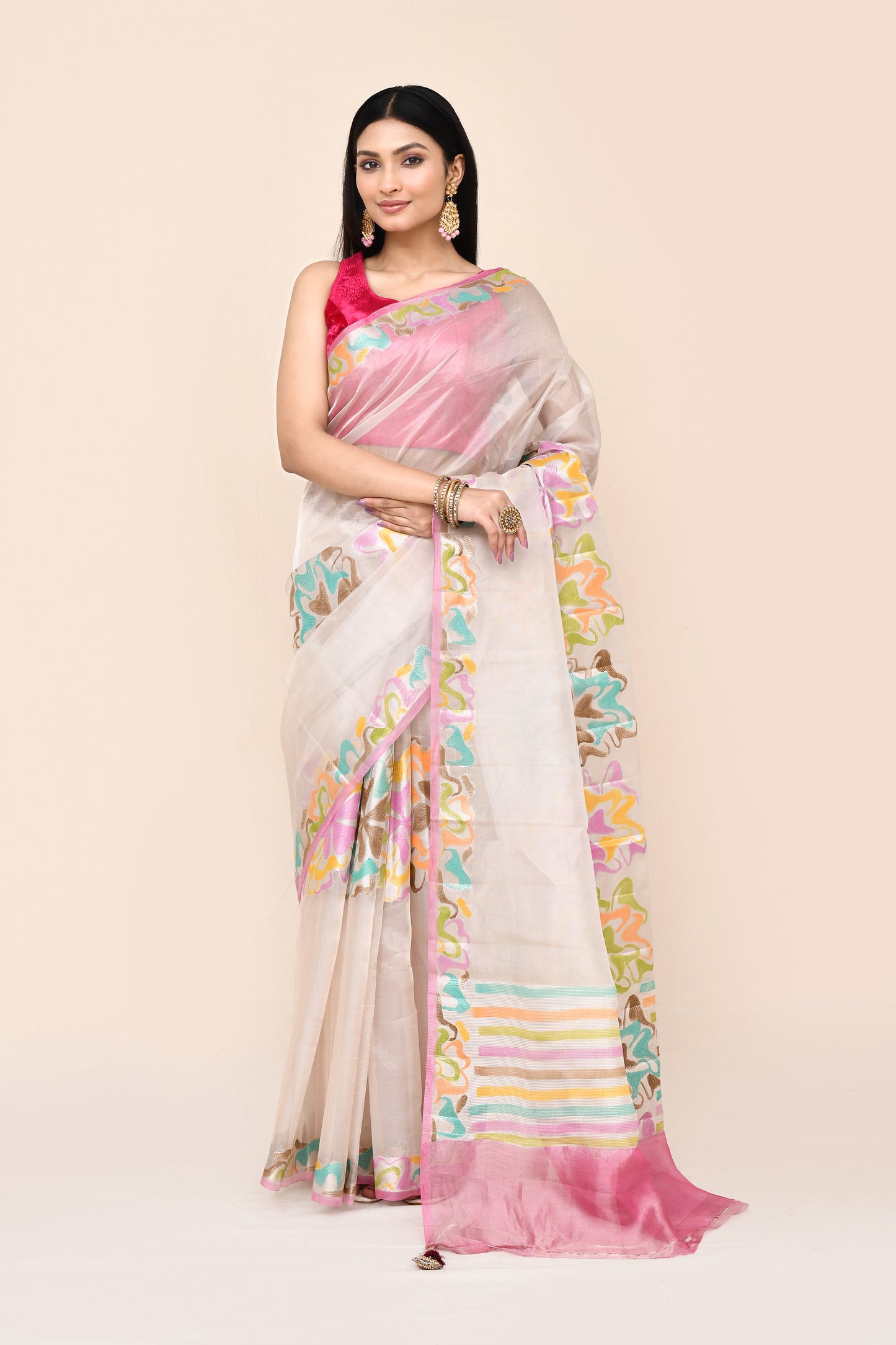Vajra Pure Tissue Silk Saree With Centre Rangkat Pattern