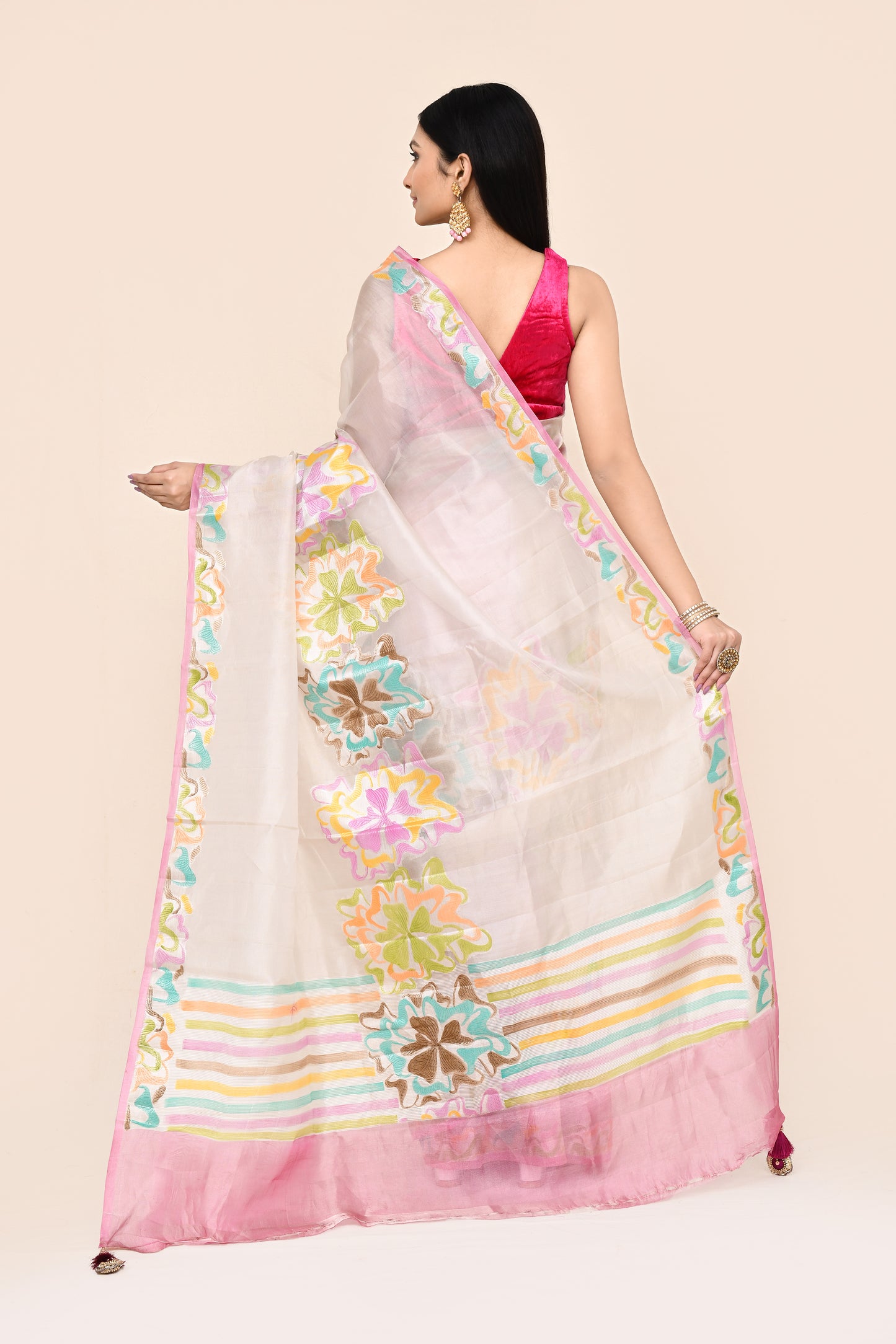 Vajra Pure Tissue Silk Saree With Centre Rangkat Pattern