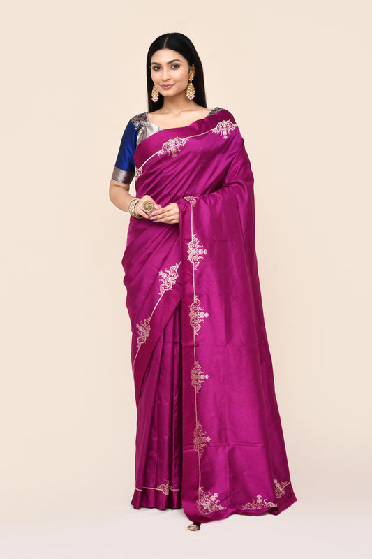 "Padmapriya" Pure Magenta Pink Banarasi Silk Saree