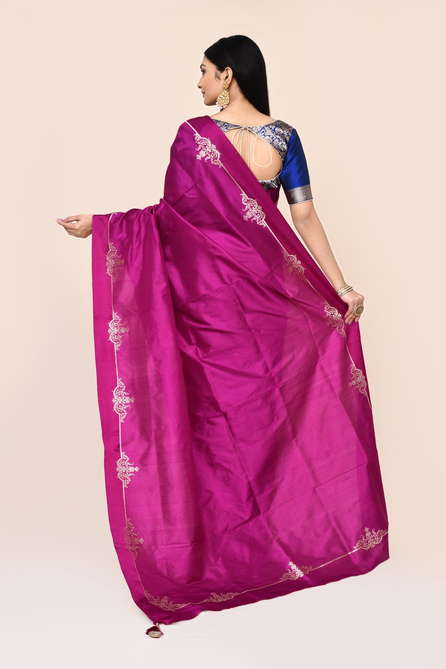 "Padmapriya" Pure Magenta Pink Banarasi Silk Saree