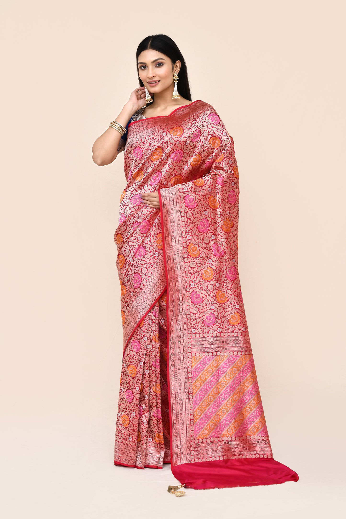 Mahapunya Pure Banarasi Silk Handloom Saree With Meenakari Work