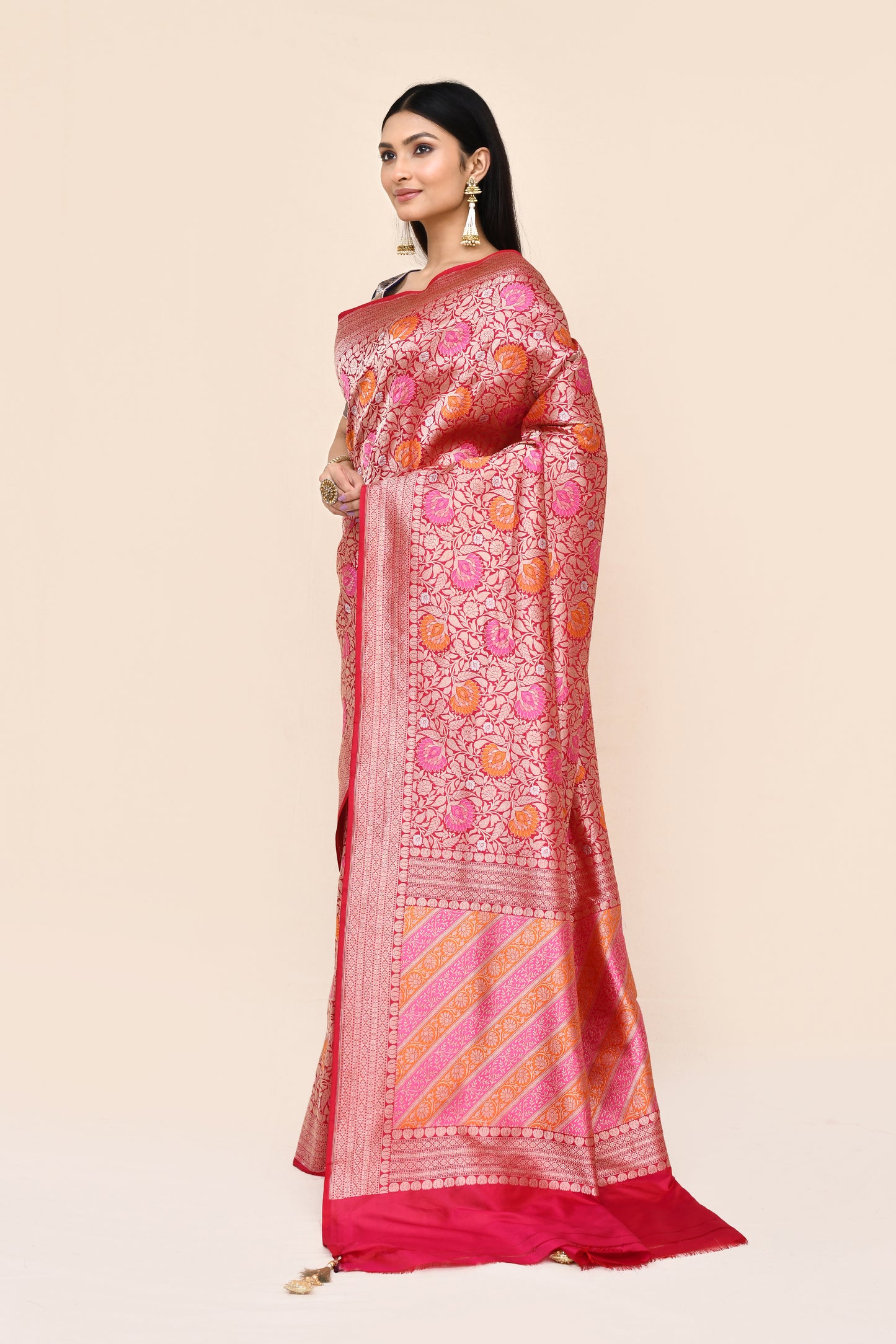 Mahapunya Pure Banarasi Silk Handloom Saree With Meenakari Work