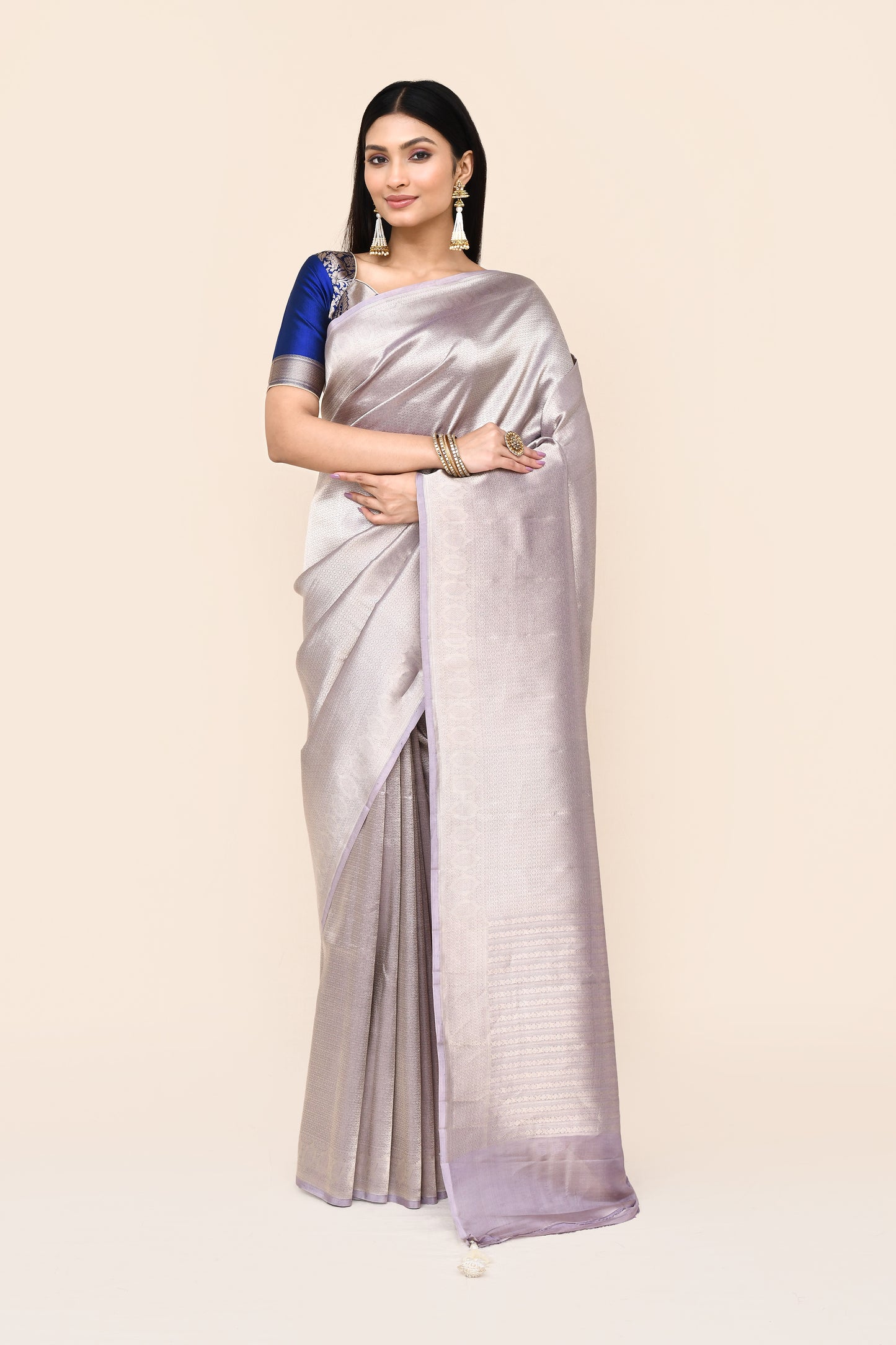 "VIRASAT 177" Crystal Pink Pure Silk Tissue Brocade Saree